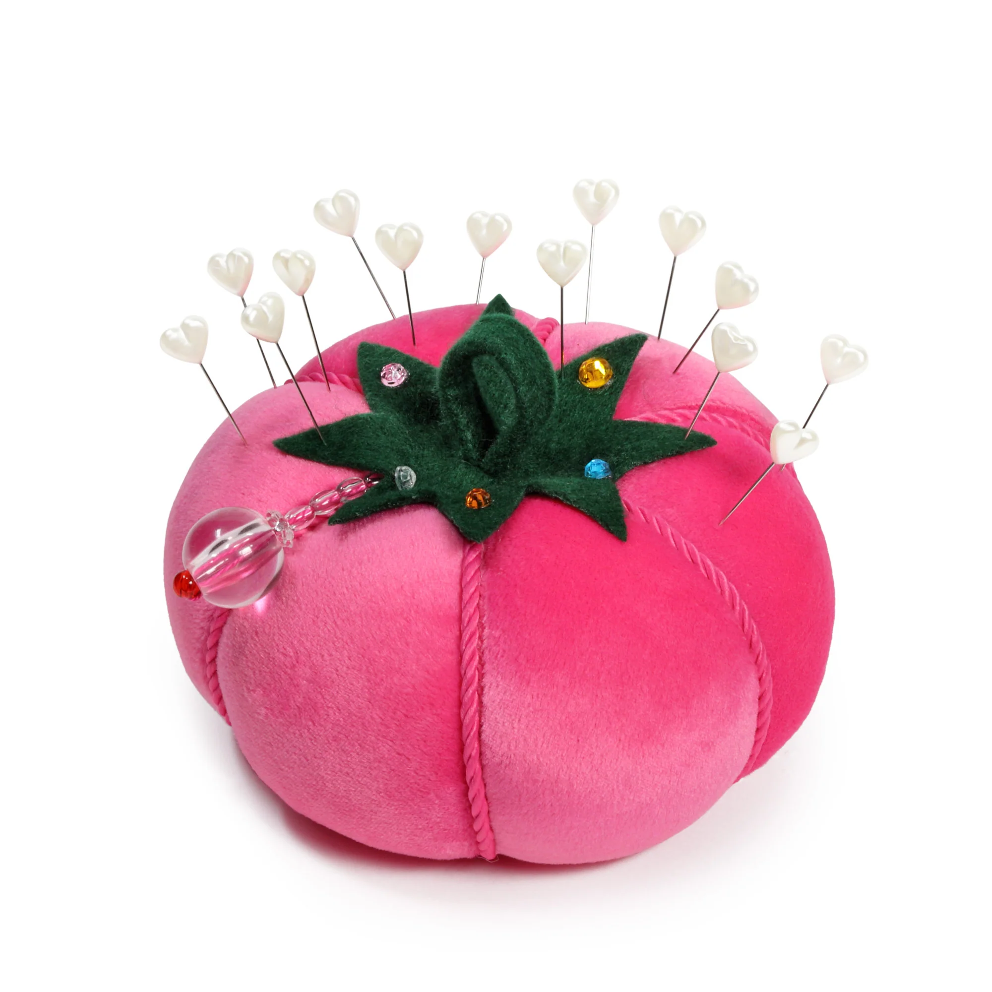 5" Tomato Pin Cushion, Pink Velvet - Image 3