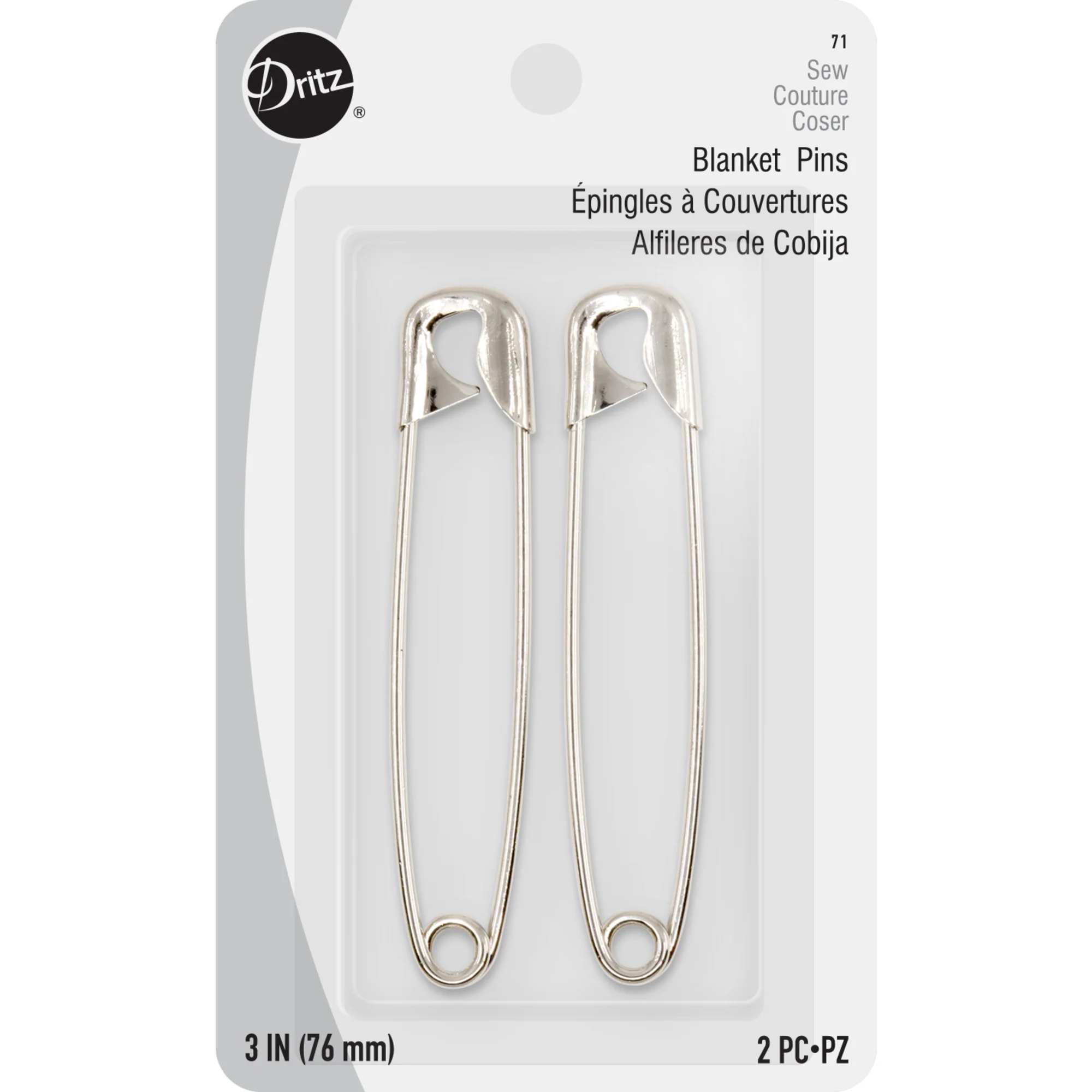 3" Blanket Pins, Nickel, 2 pc