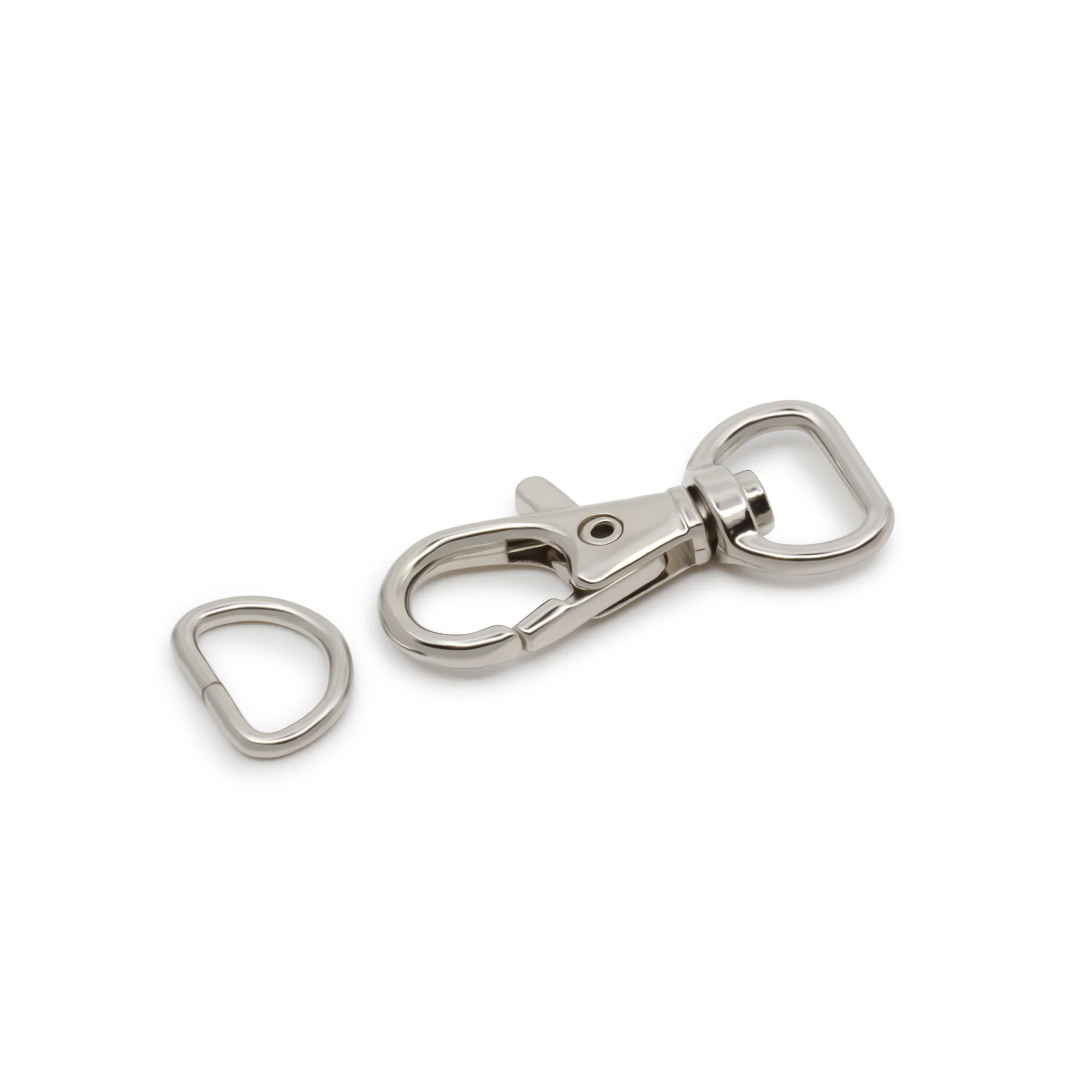 1/2" Small Swivel Hook & D-Ring, Nickel - Image 2