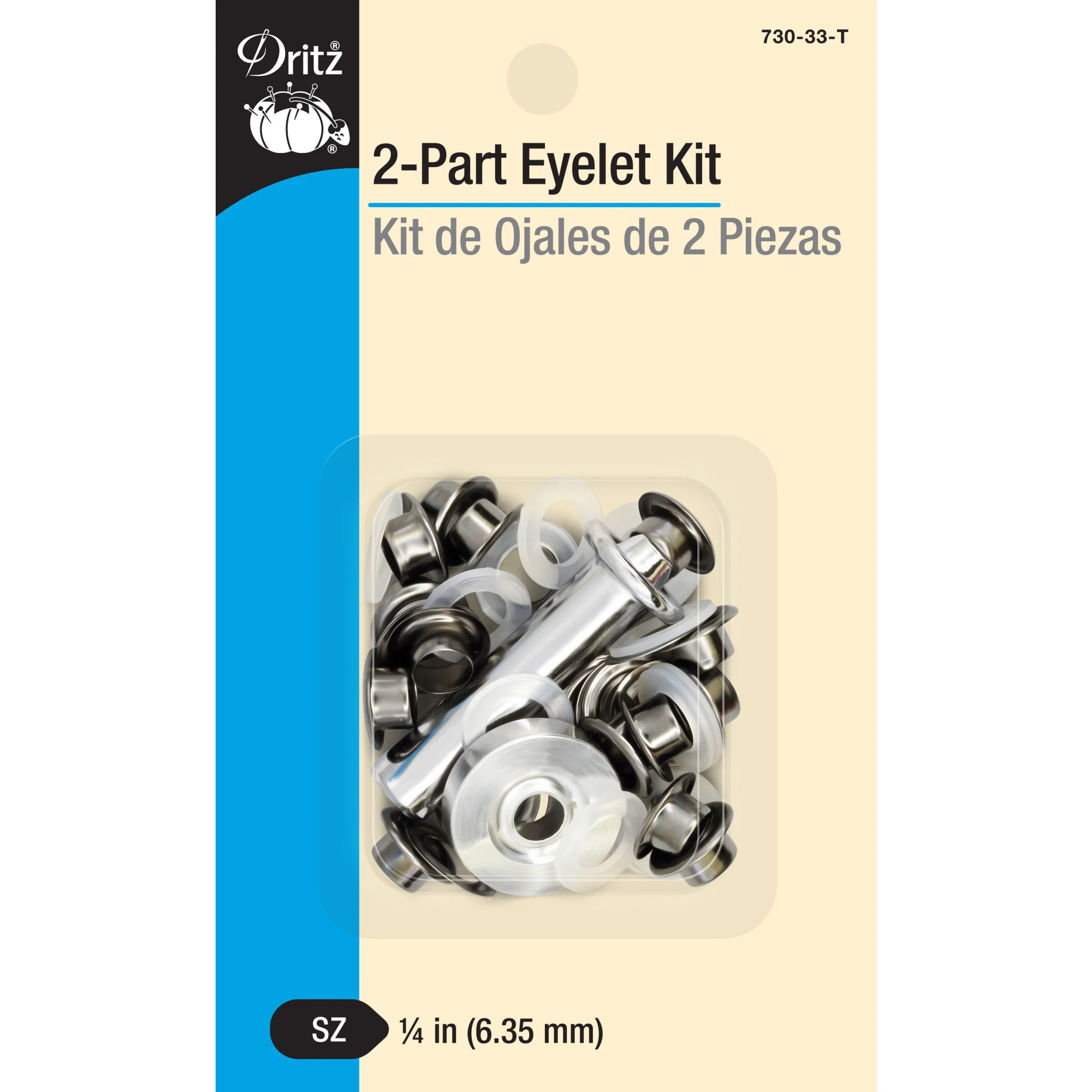 1/4" 2-Part Eyelets & Tools, 15 Sets, Gunmetal