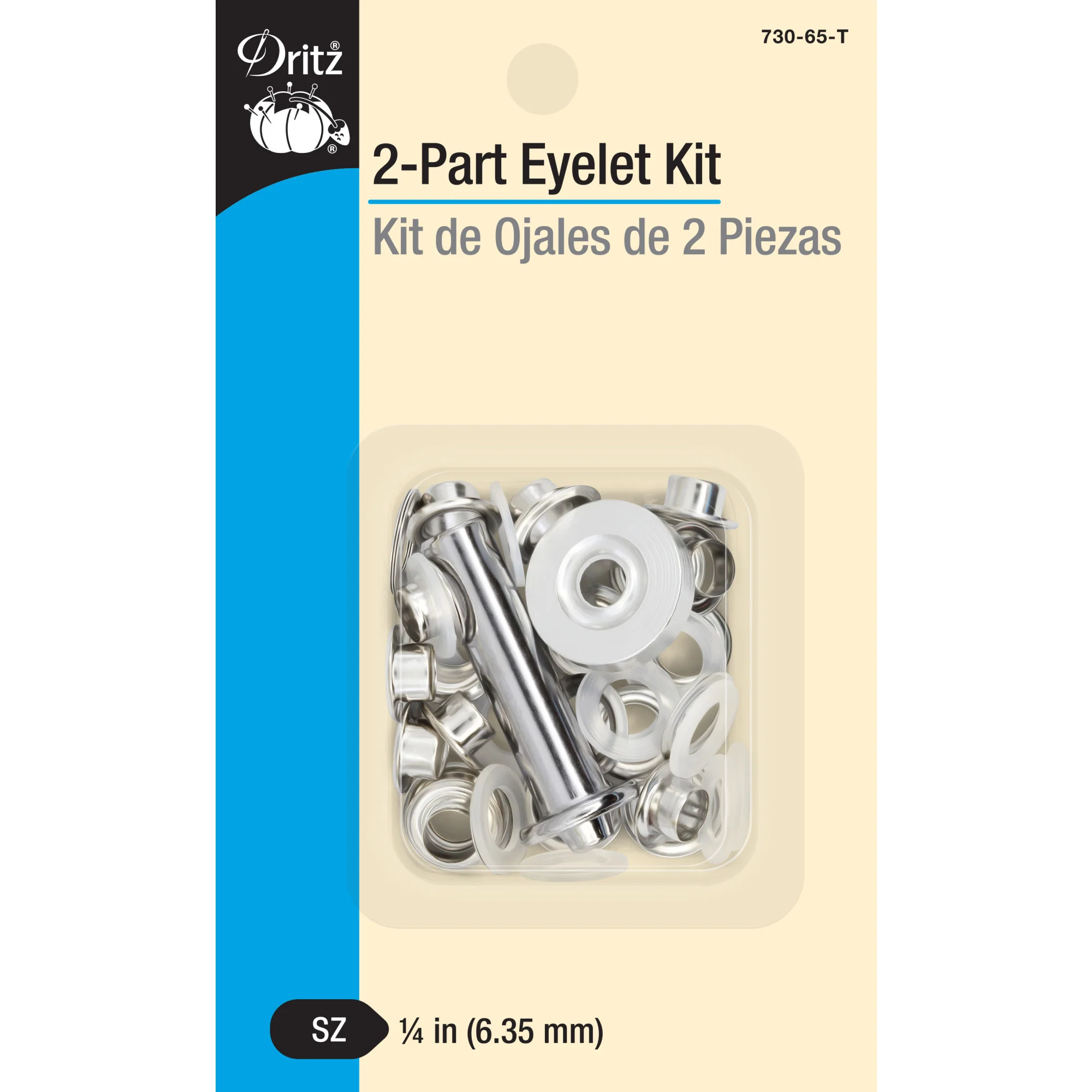 1/4" 2-Part Eyelets & Tools, 15 Sets, Nickel