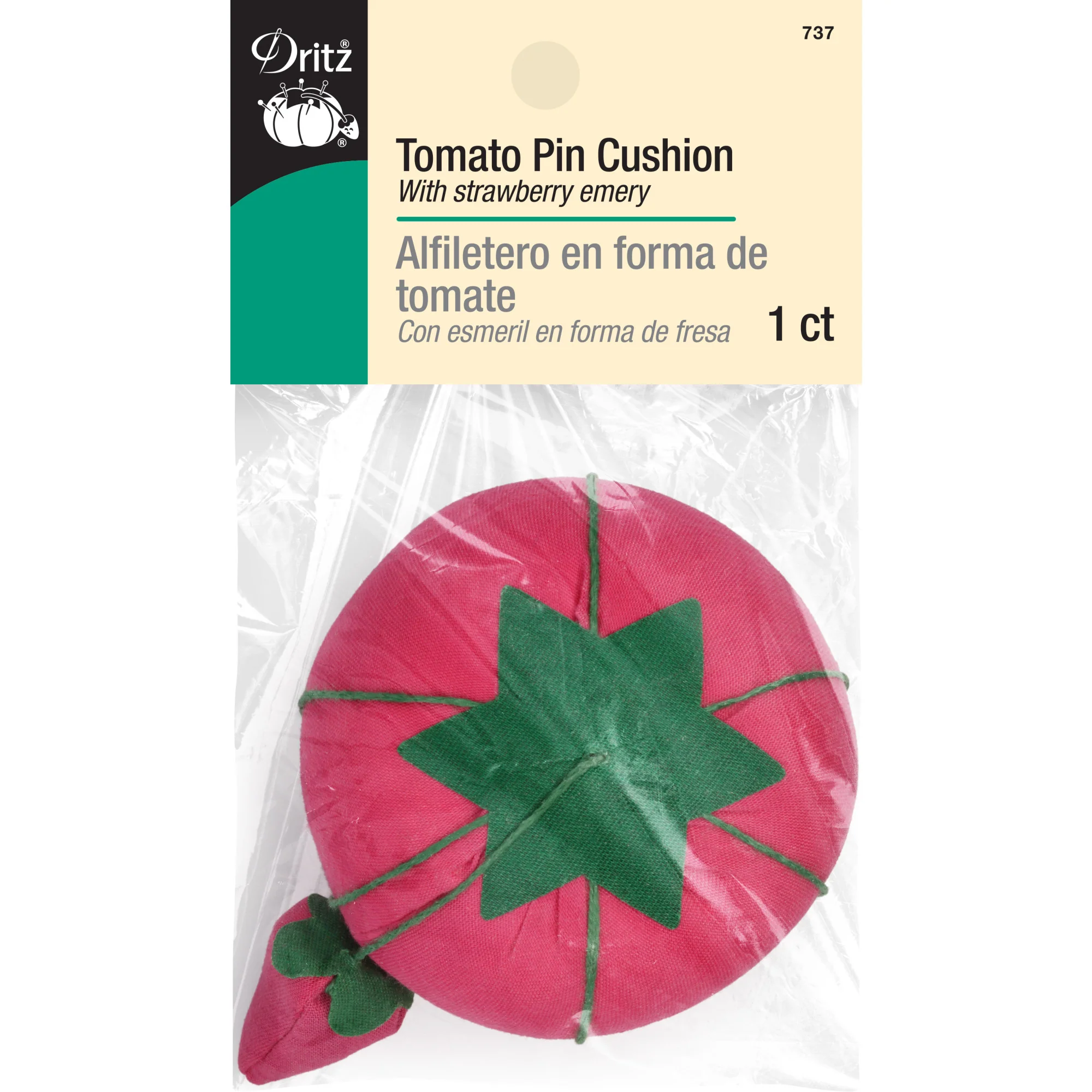 2-3/4" Tomato Pin Cushion with Strawberry Emery, Assorted Colors - Image 3