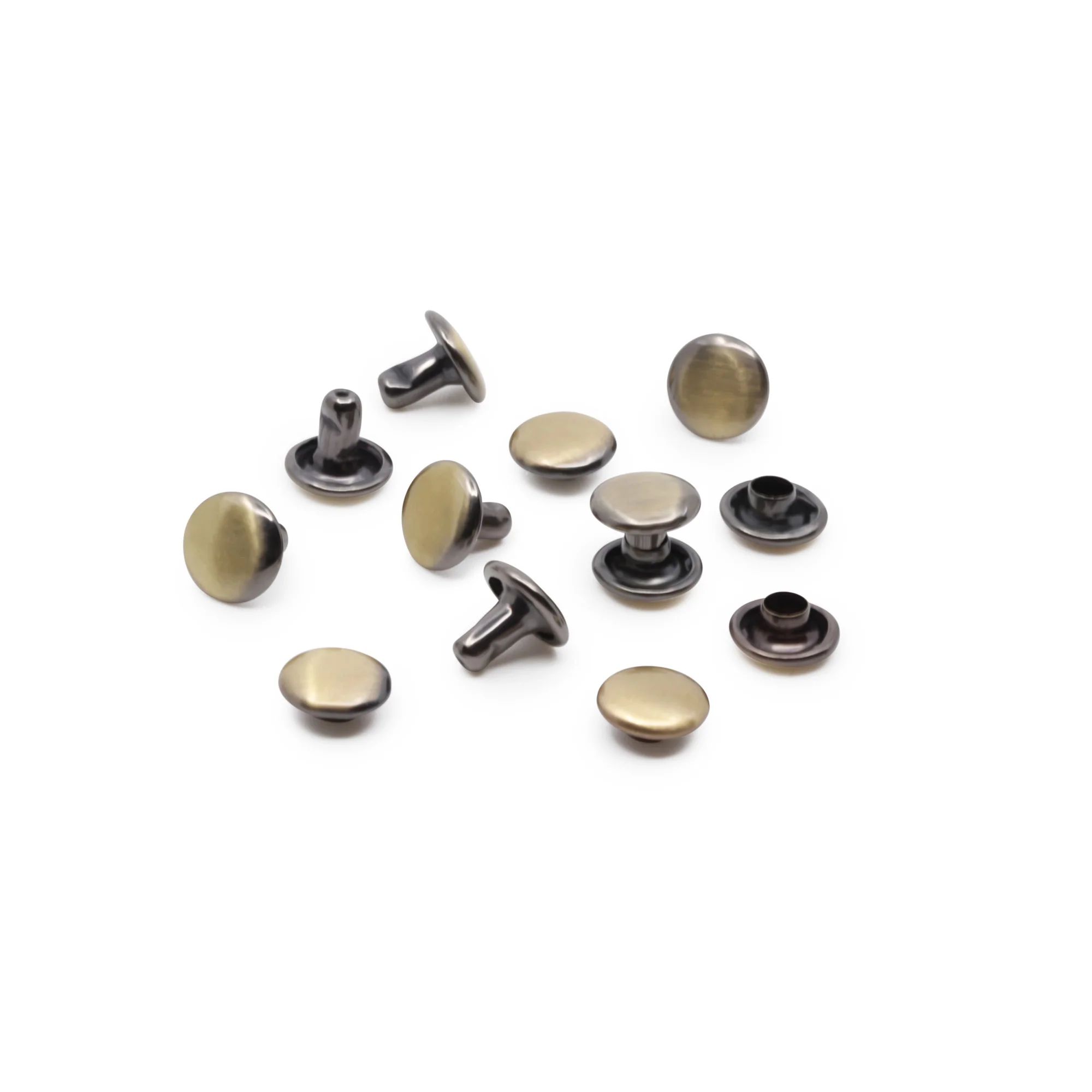 Double-Cap Rivets, 24 Sets, Brushed Brass - Image 4