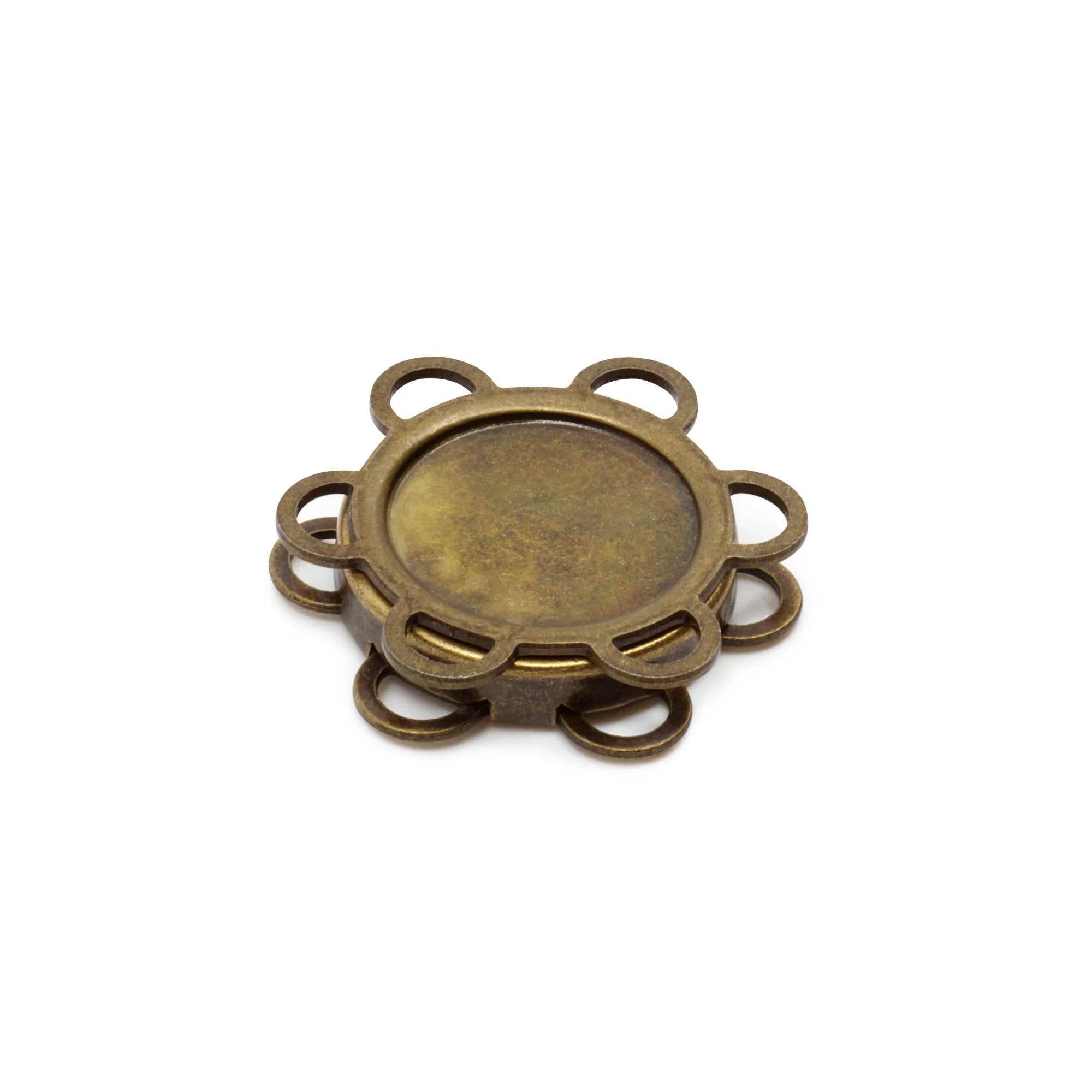 Magnetic Flower Sew-On Snap, 1 Set, Antique brass - Image 4