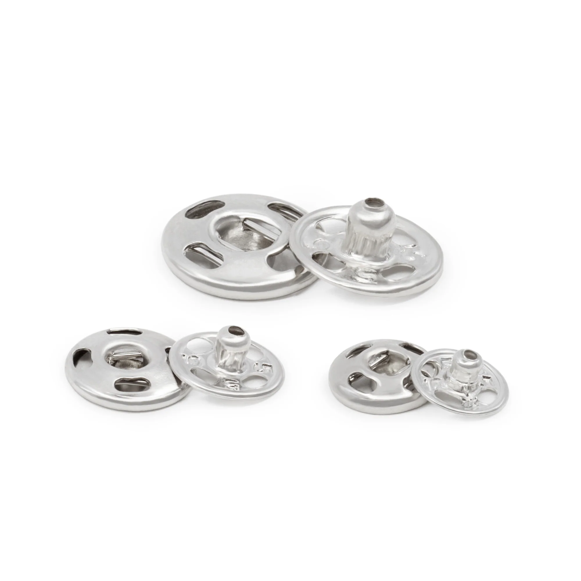 Sew-On Snaps, 36 Sets, Assorted Sizes, Nickel - Image 2