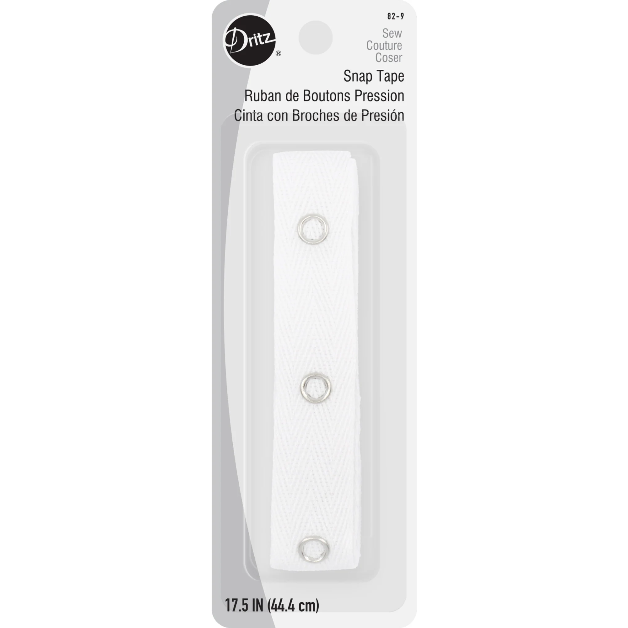 17-1/2" Snap Tape, 12 Snaps, White