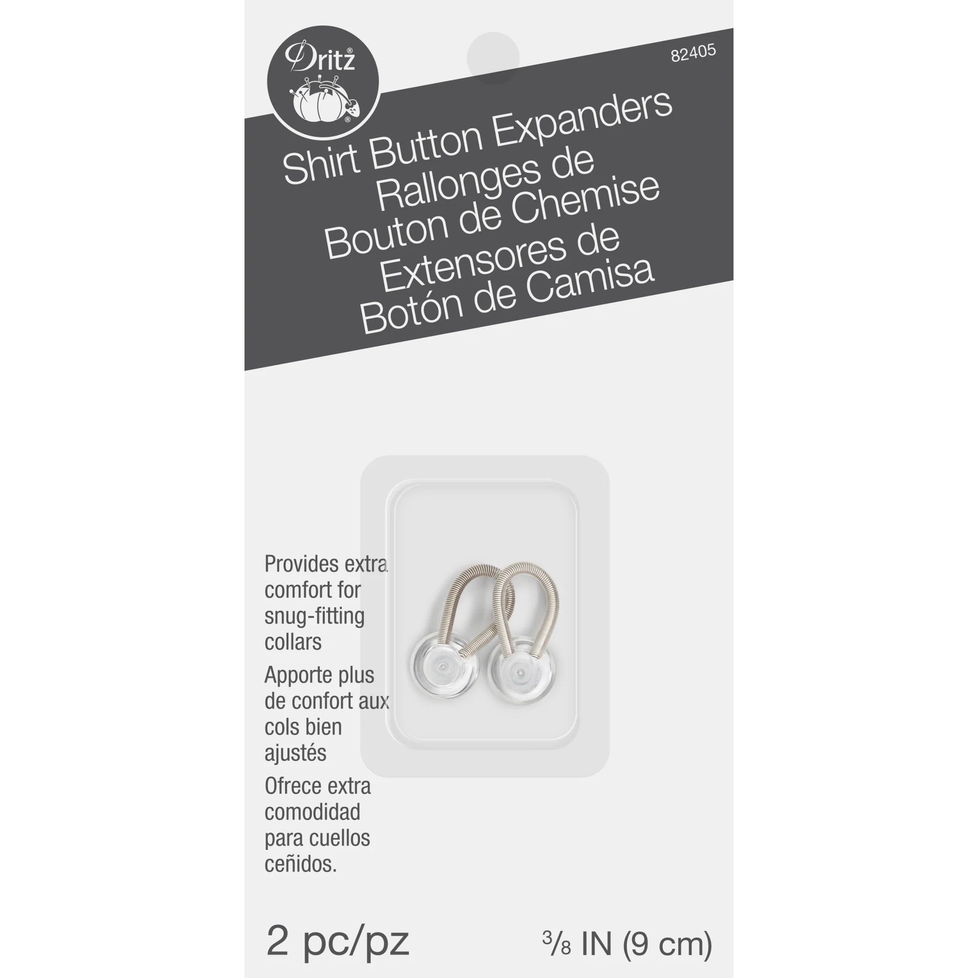 Shirt Button Expanders, 3/8-Inch, 2 Count, White