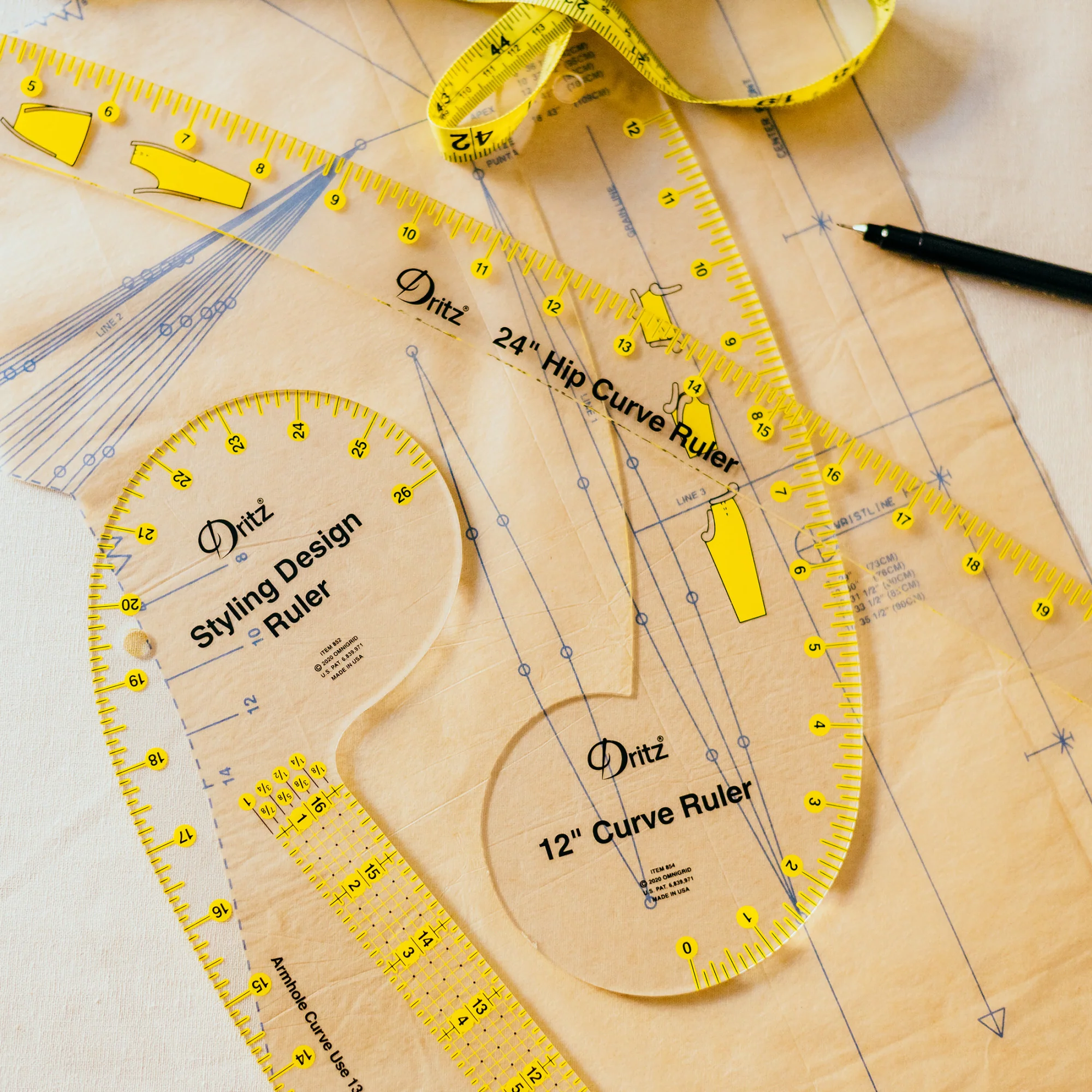 Design Ruler Trio, 3 Sewing Rulers, Clear - Image 6