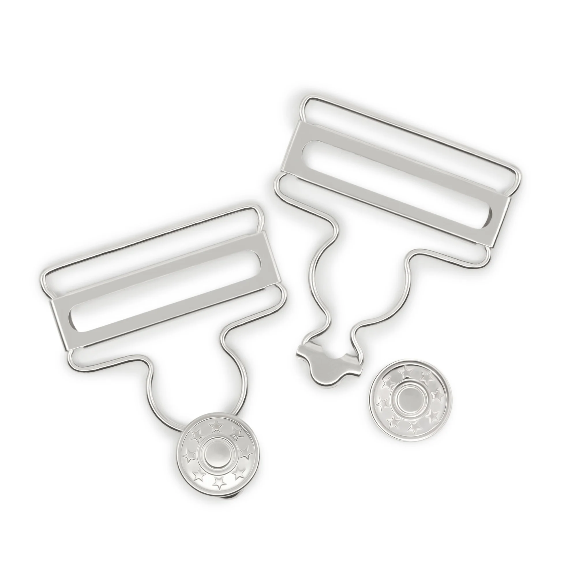 1-3/4" Overall Buckles with No-Sew Buttons, Nickel, 2 pc - Image 3