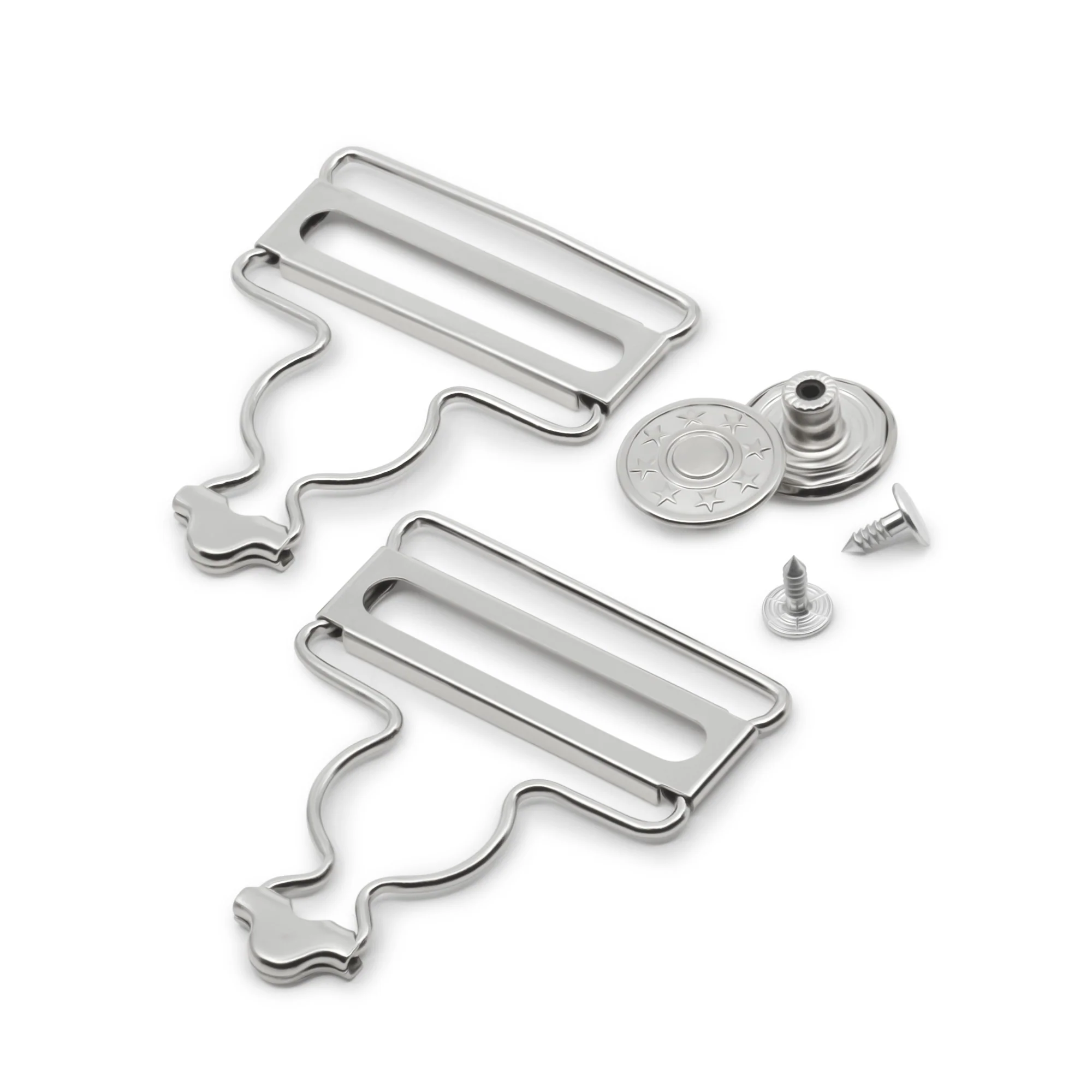 1-3/4" Overall Buckles with No-Sew Buttons, Nickel, 2 pc - Image 4