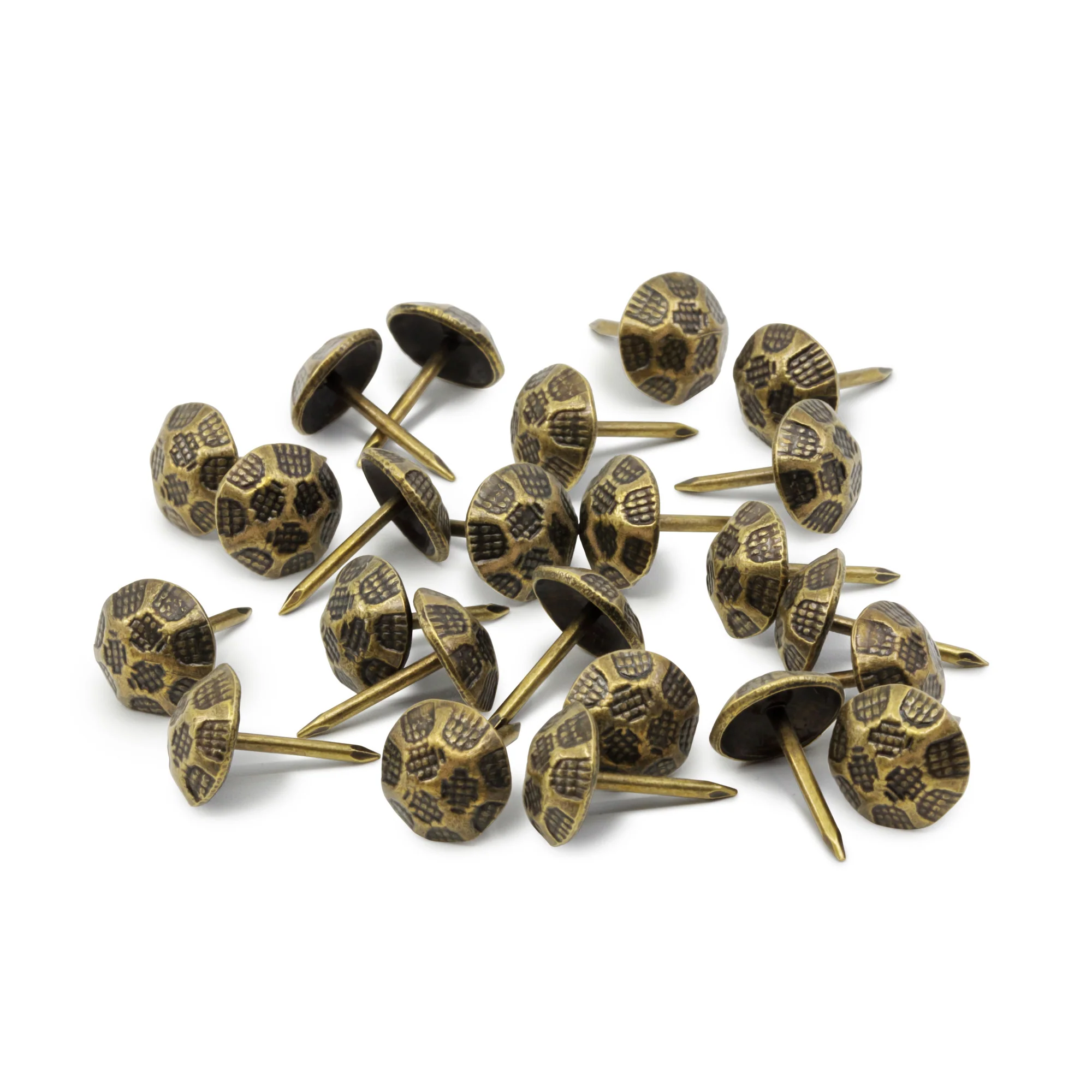 7/16" Textured Decorative Nails, Antique Brass, 24 pc - Image 3