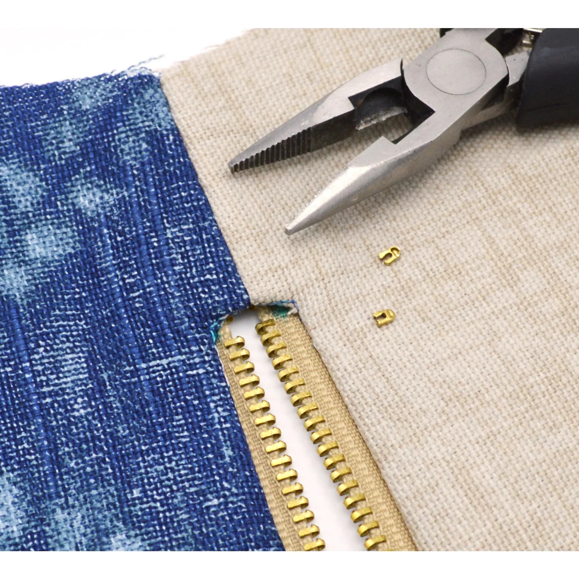 Brass Upholstery Zipper, Beige, 24" - Image 5