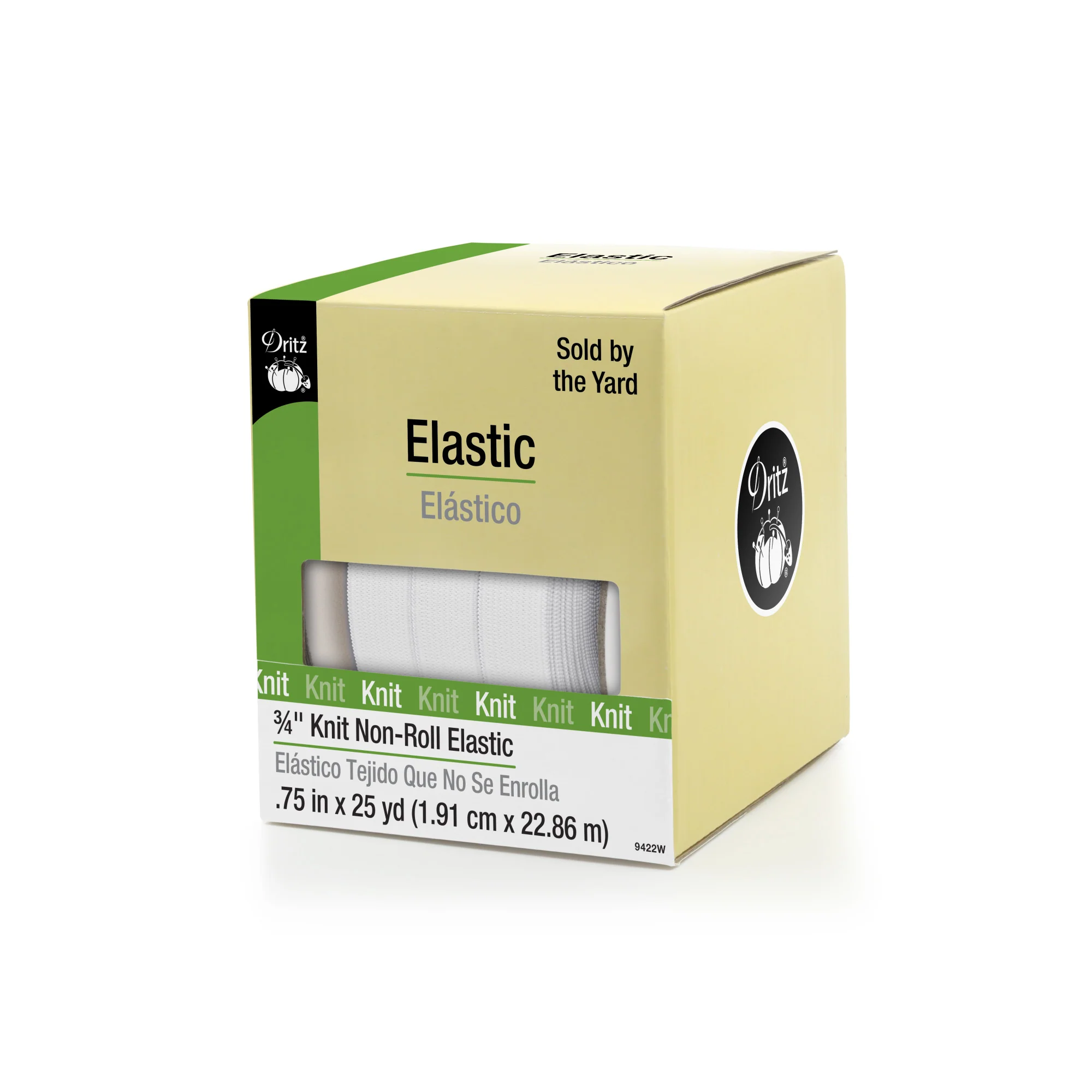 3/4" Knit Non-Roll Elastic, White, 25 yd
