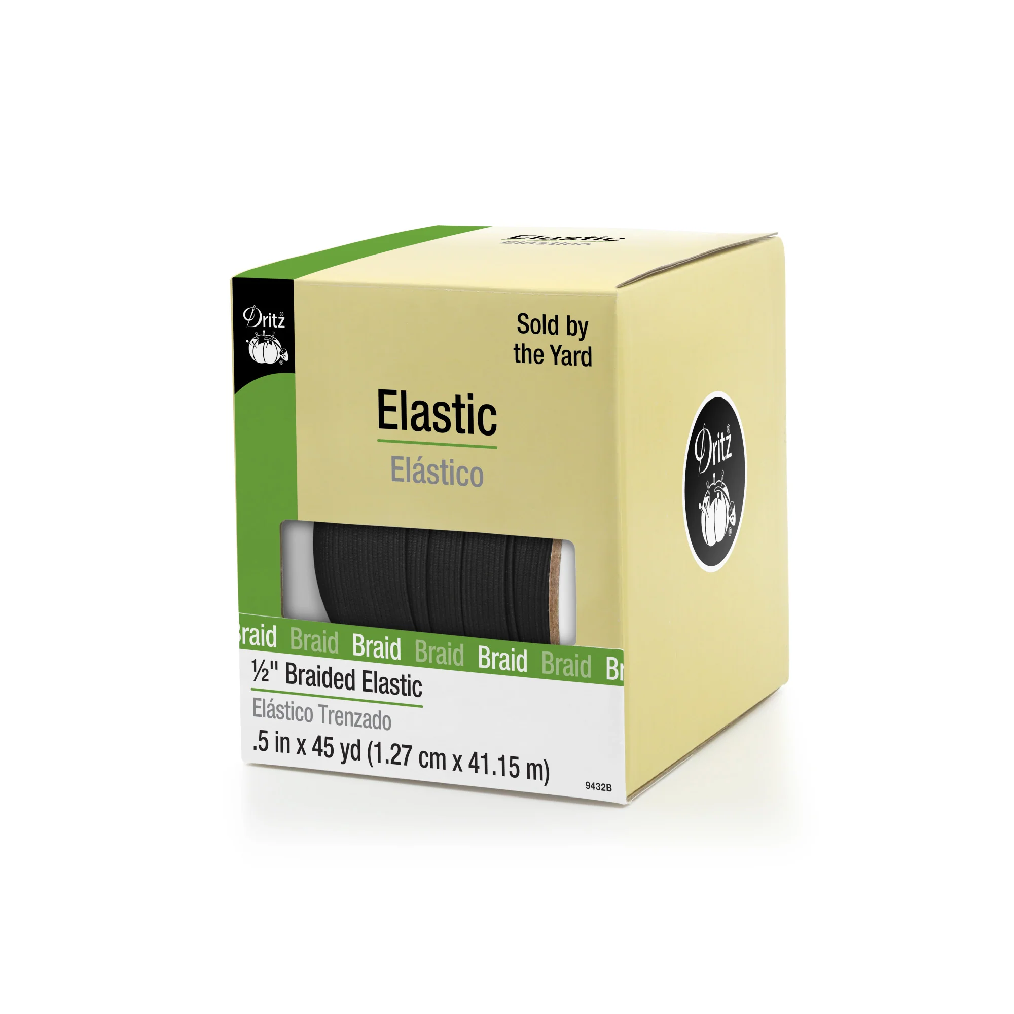 1/2" Black Braided Elastic, 45 yd