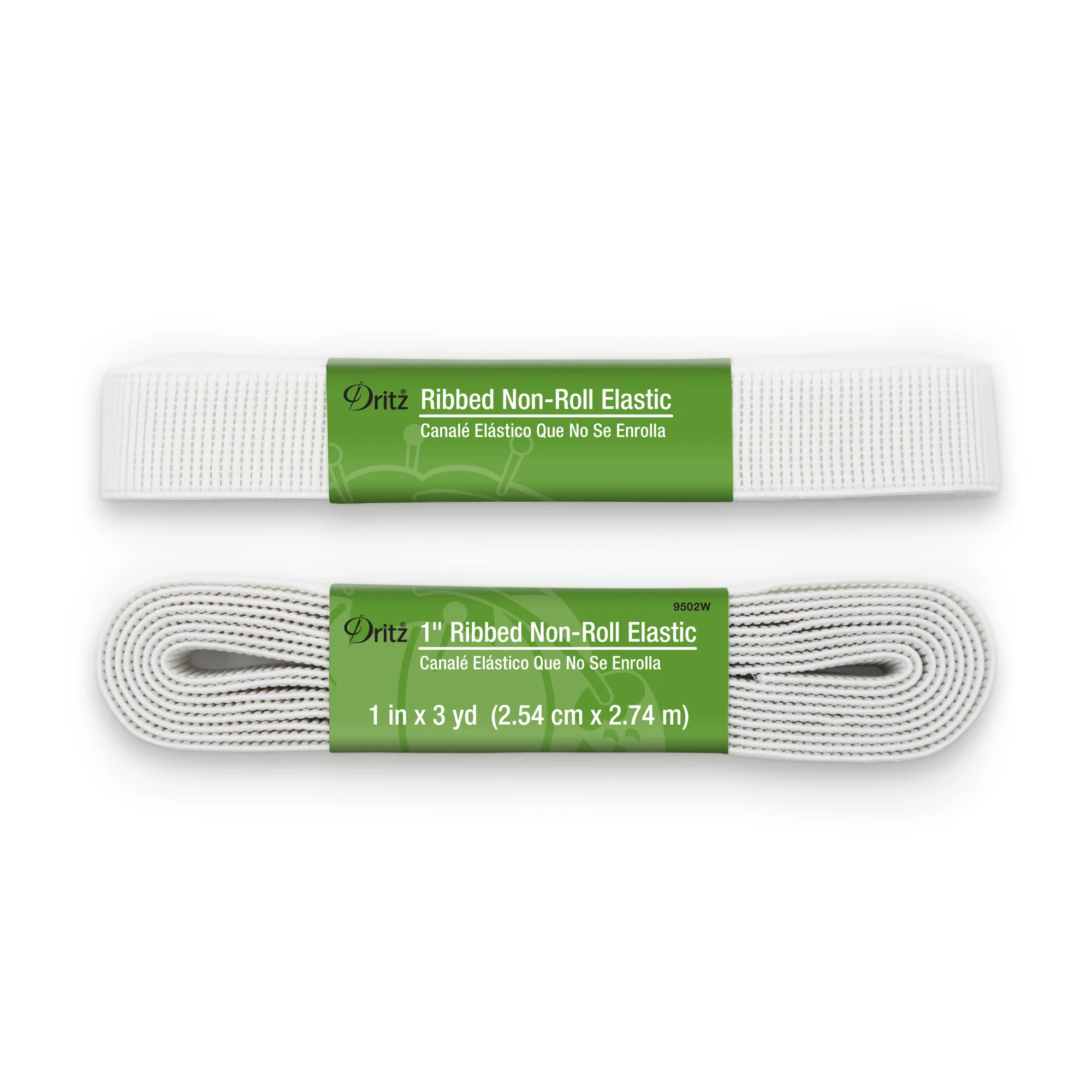 1" Ribbed Non-Roll Elastic, White, 3 yd - Image 2