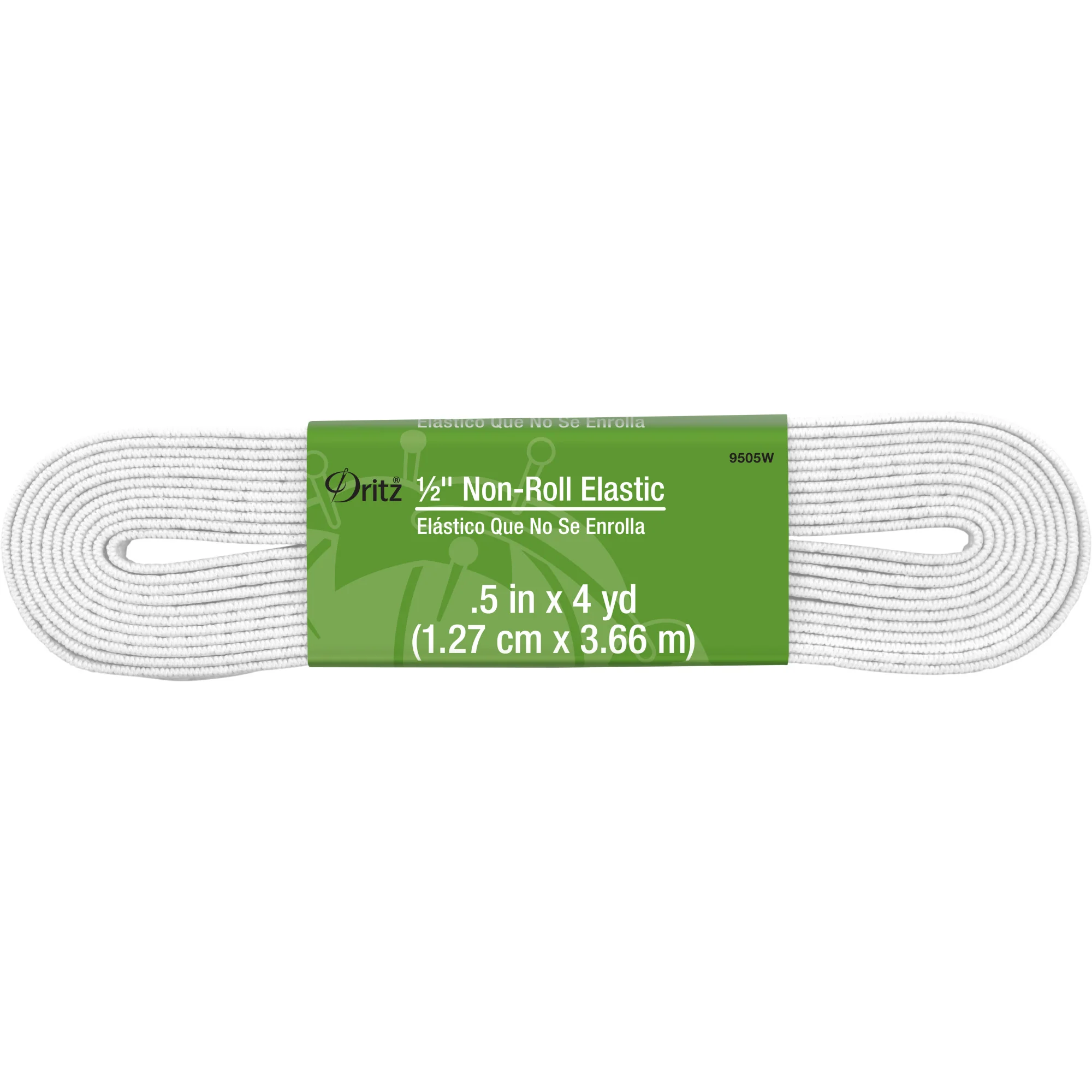 1/2" Non-Roll Elastic, White, 4 yd
