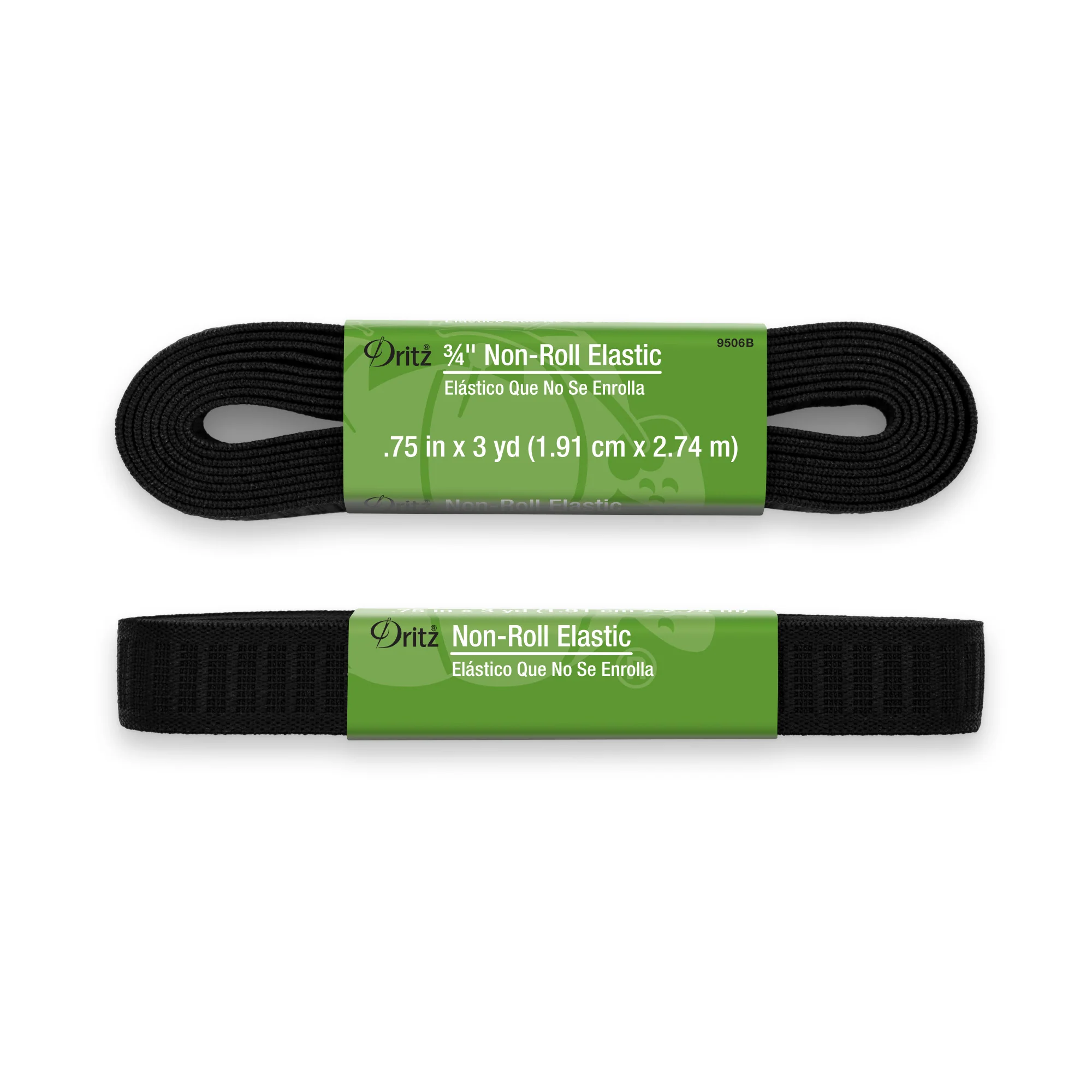 3/4" Non-Roll Elastic, Black, 3 yd - Image 2