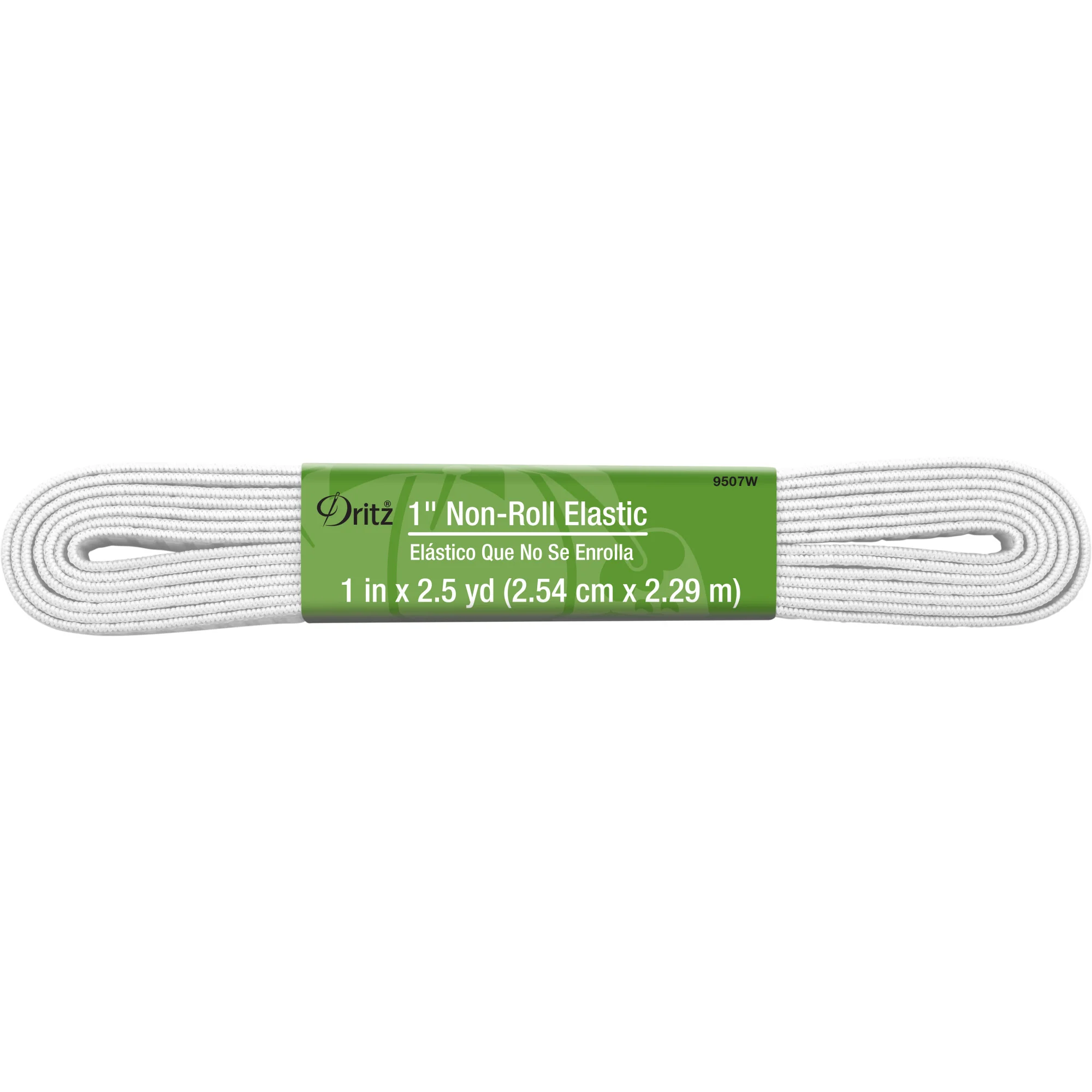 1" Non-Roll Elastic, White, 2-1/2 yd