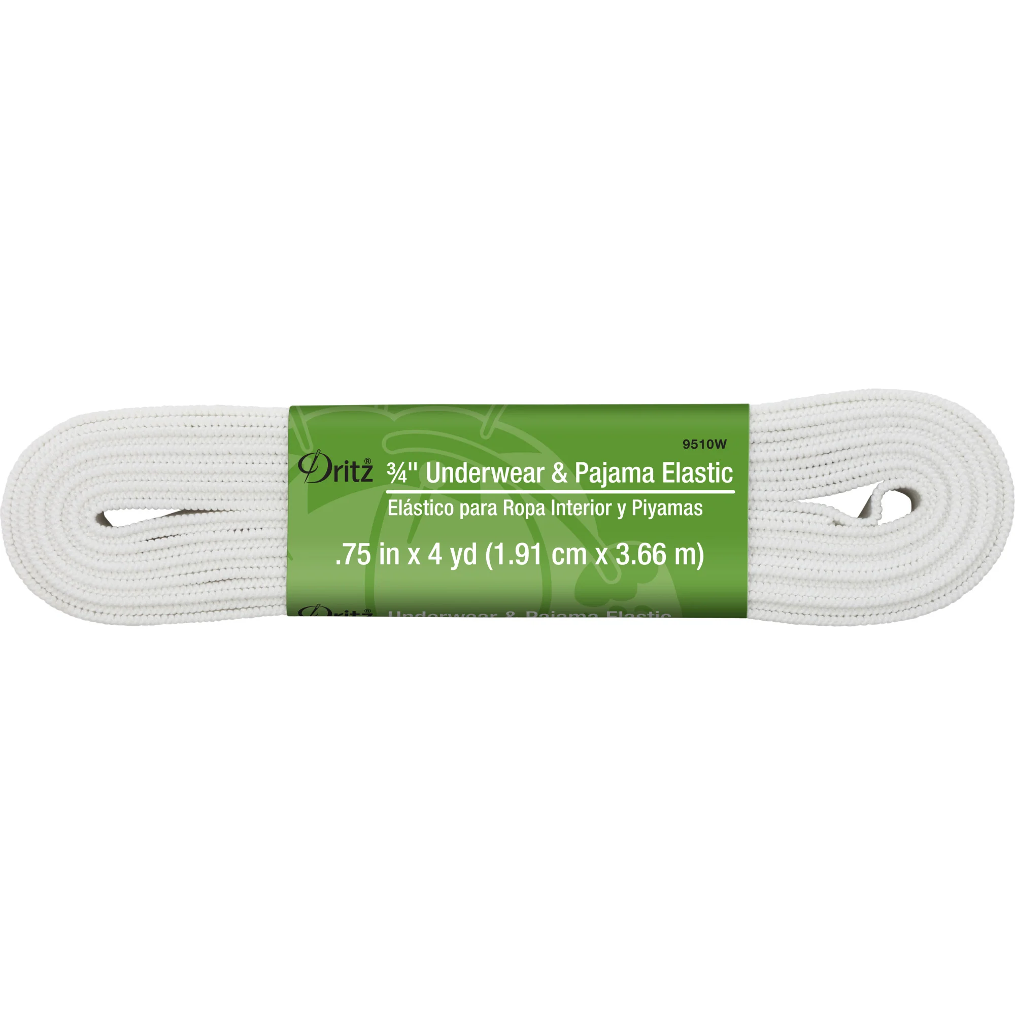 3/4" Underwear & Pajama Elastic, White, 4 yd