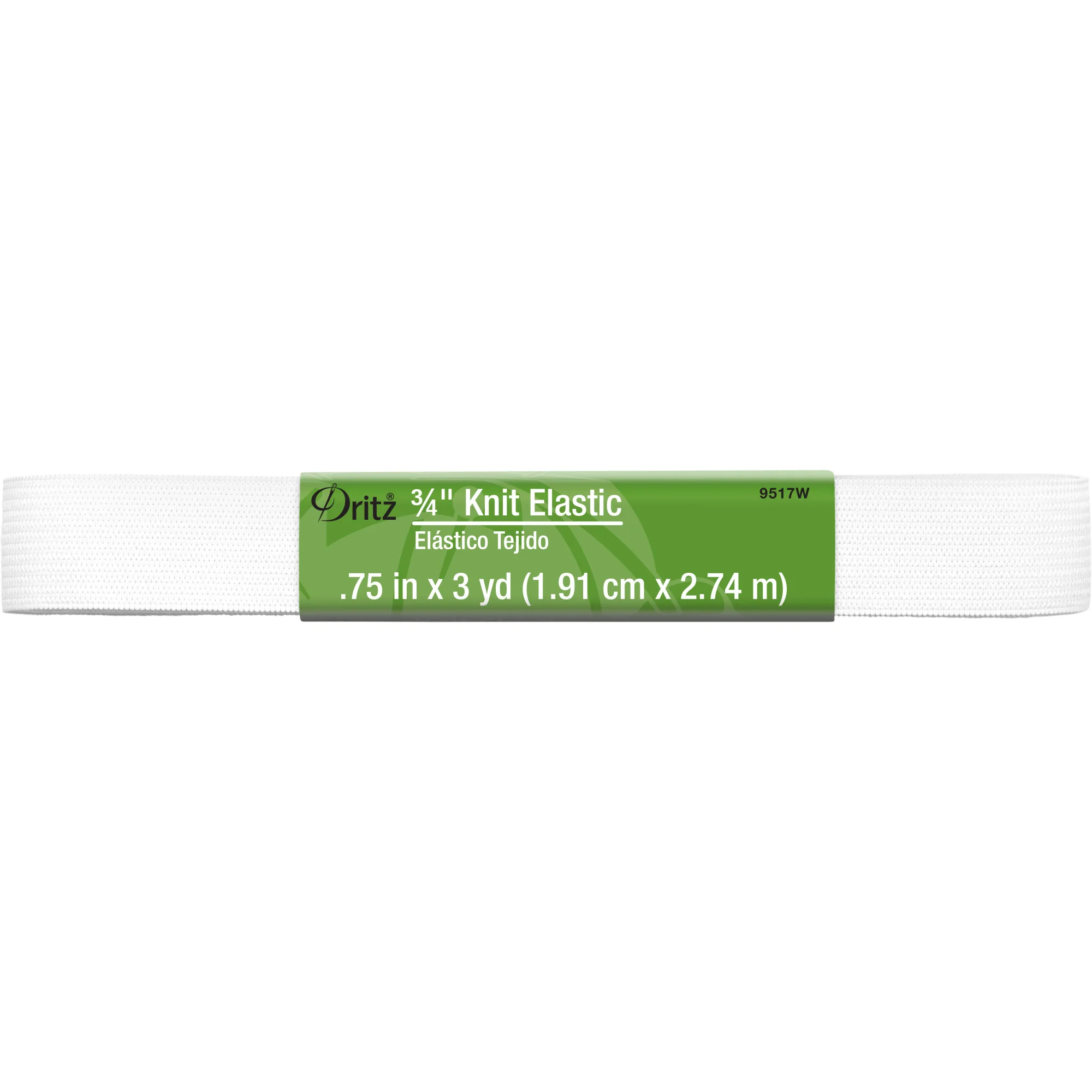 3/4" Knit Elastic, White, 3 yd