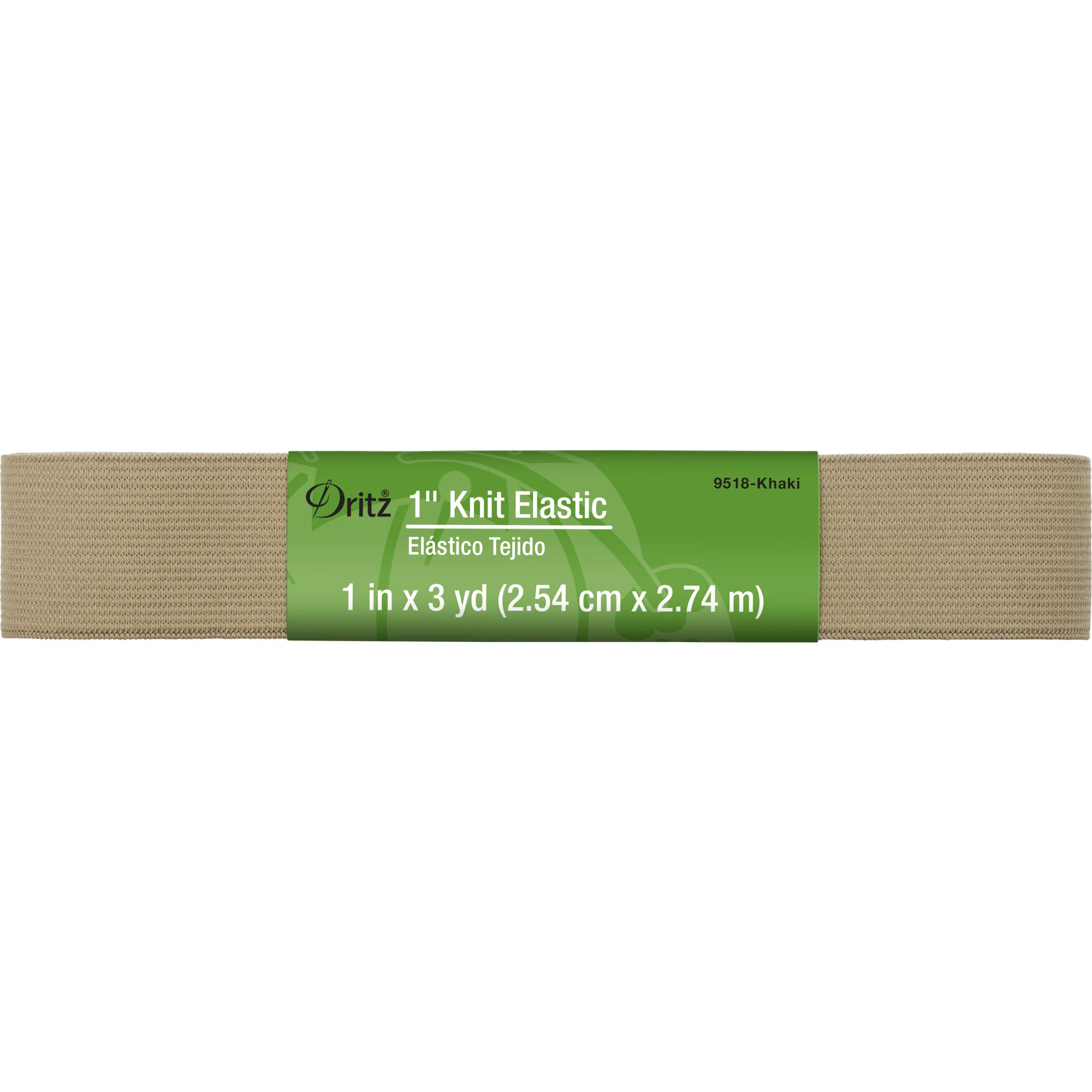 1" Knit Elastic, Khaki, 3 yd