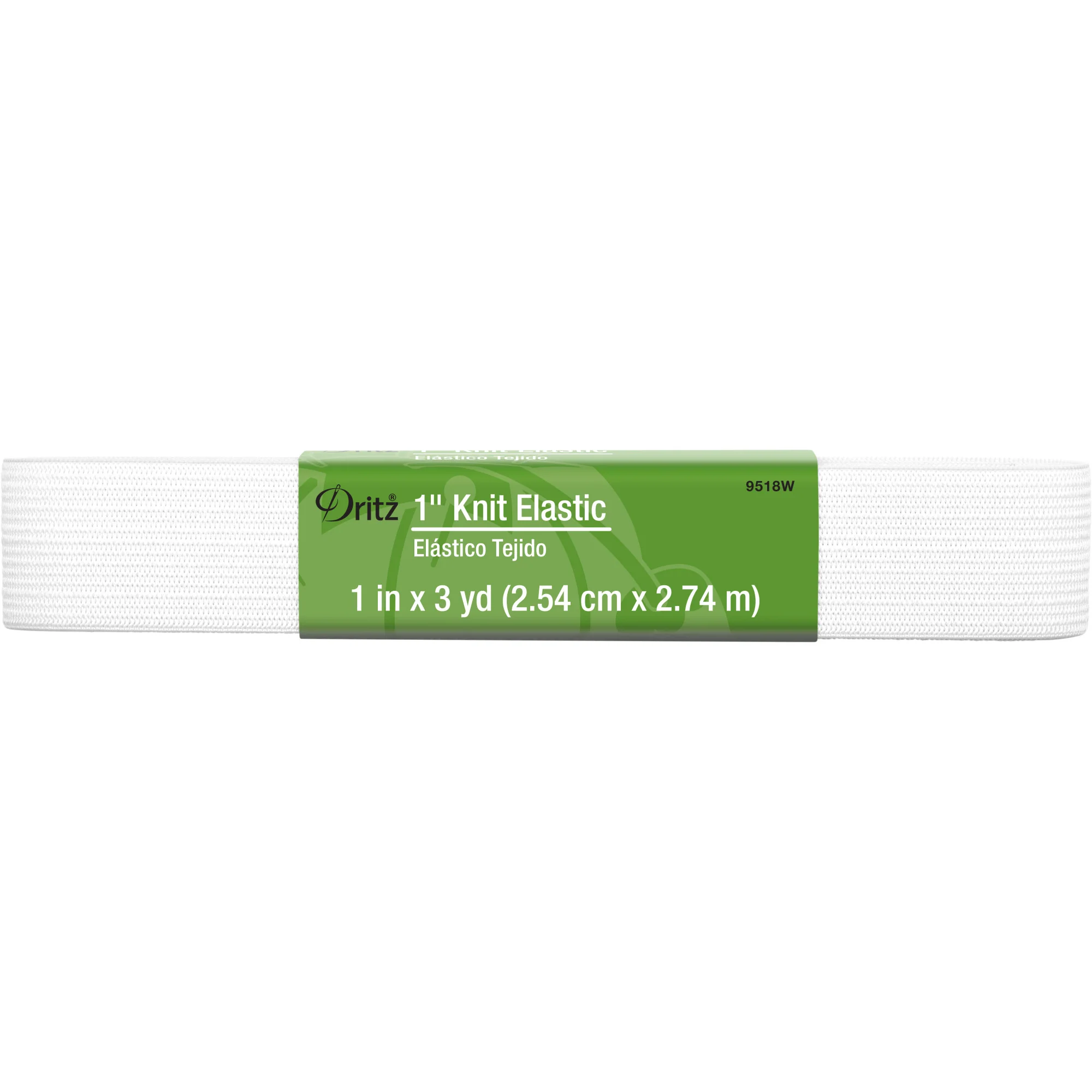 1" Knit Elastic, White, 3 yd