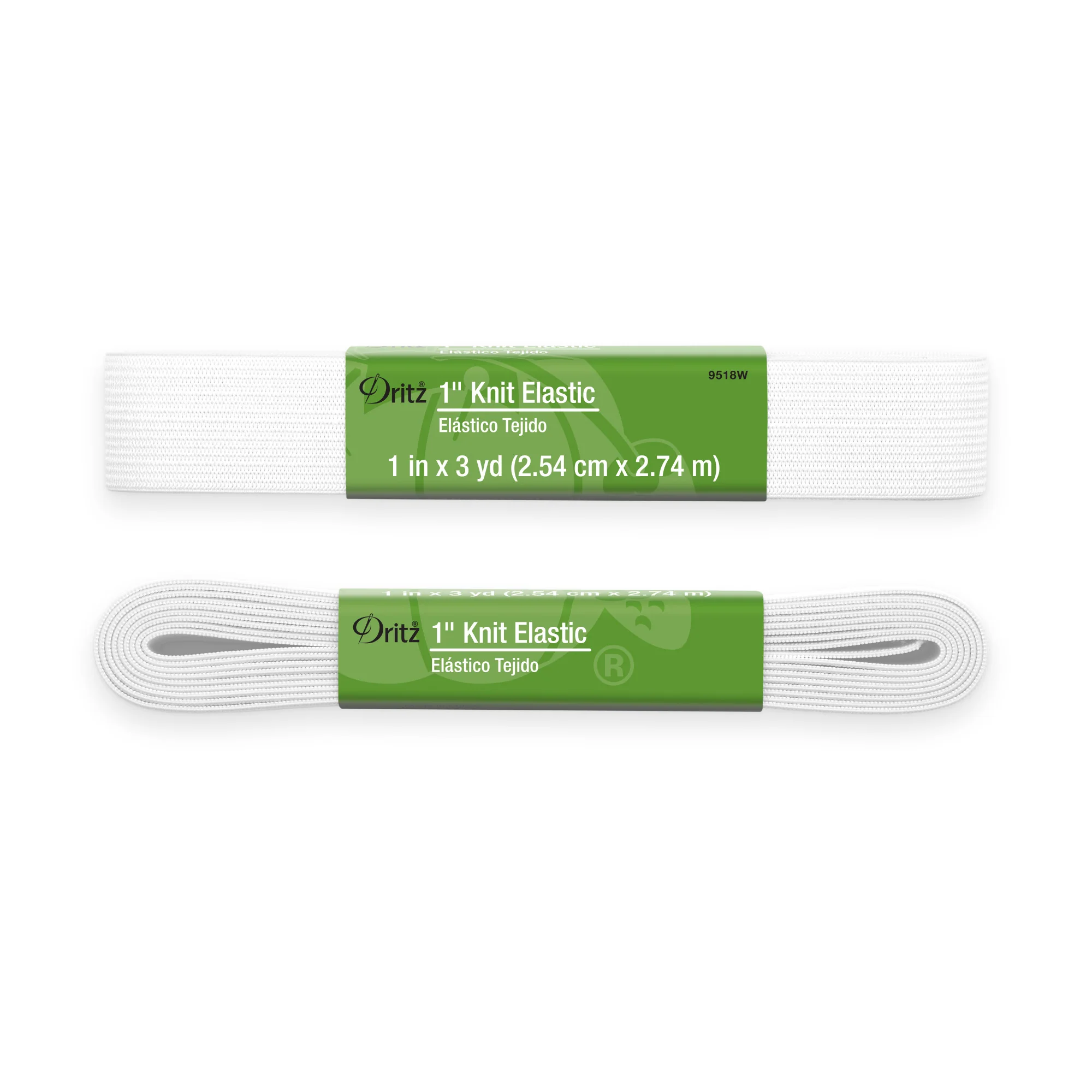 1" Knit Elastic, White, 3 yd - Image 2