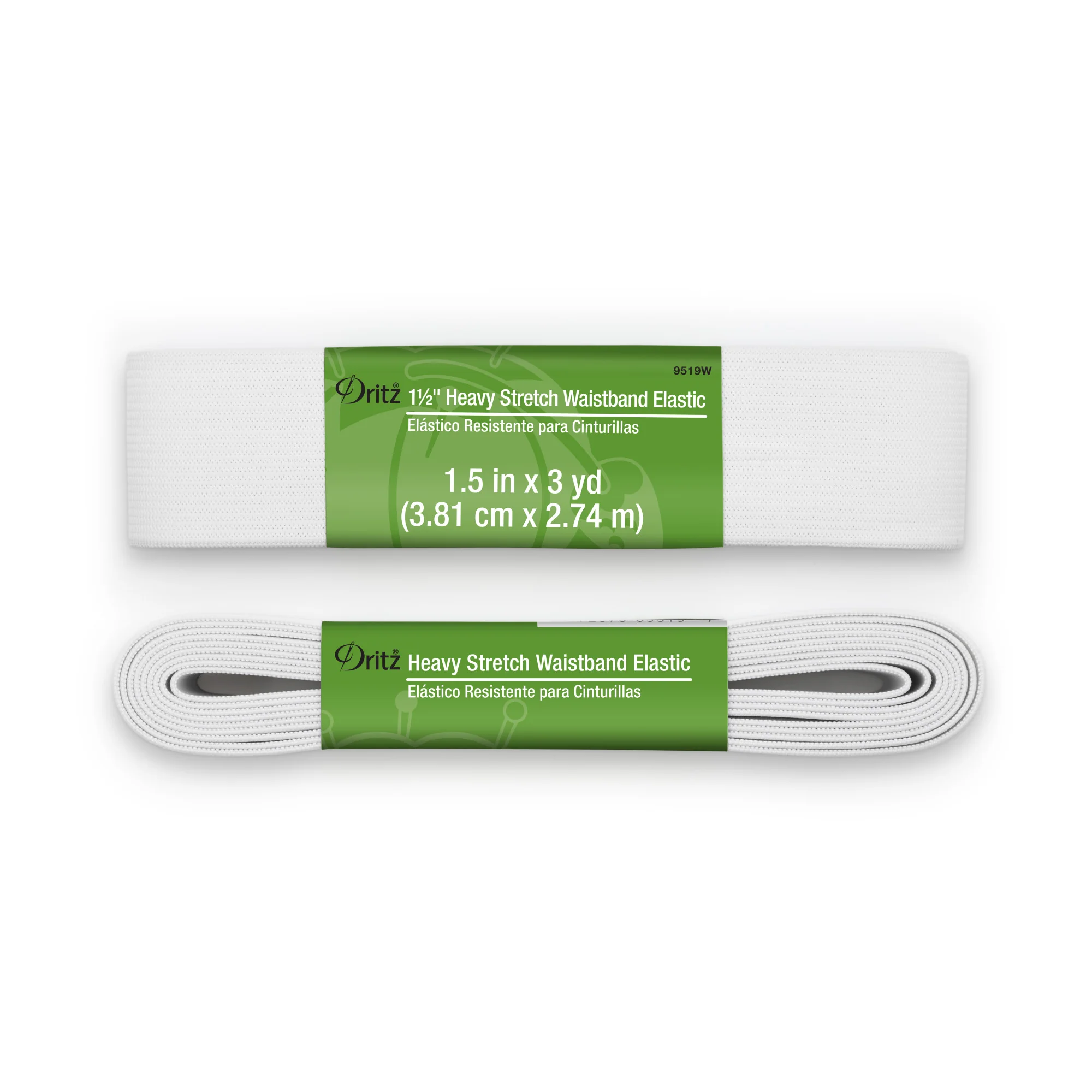 1-1/2" Heavy Stretch Waistband Elastic, White, 3 yd - Image 2
