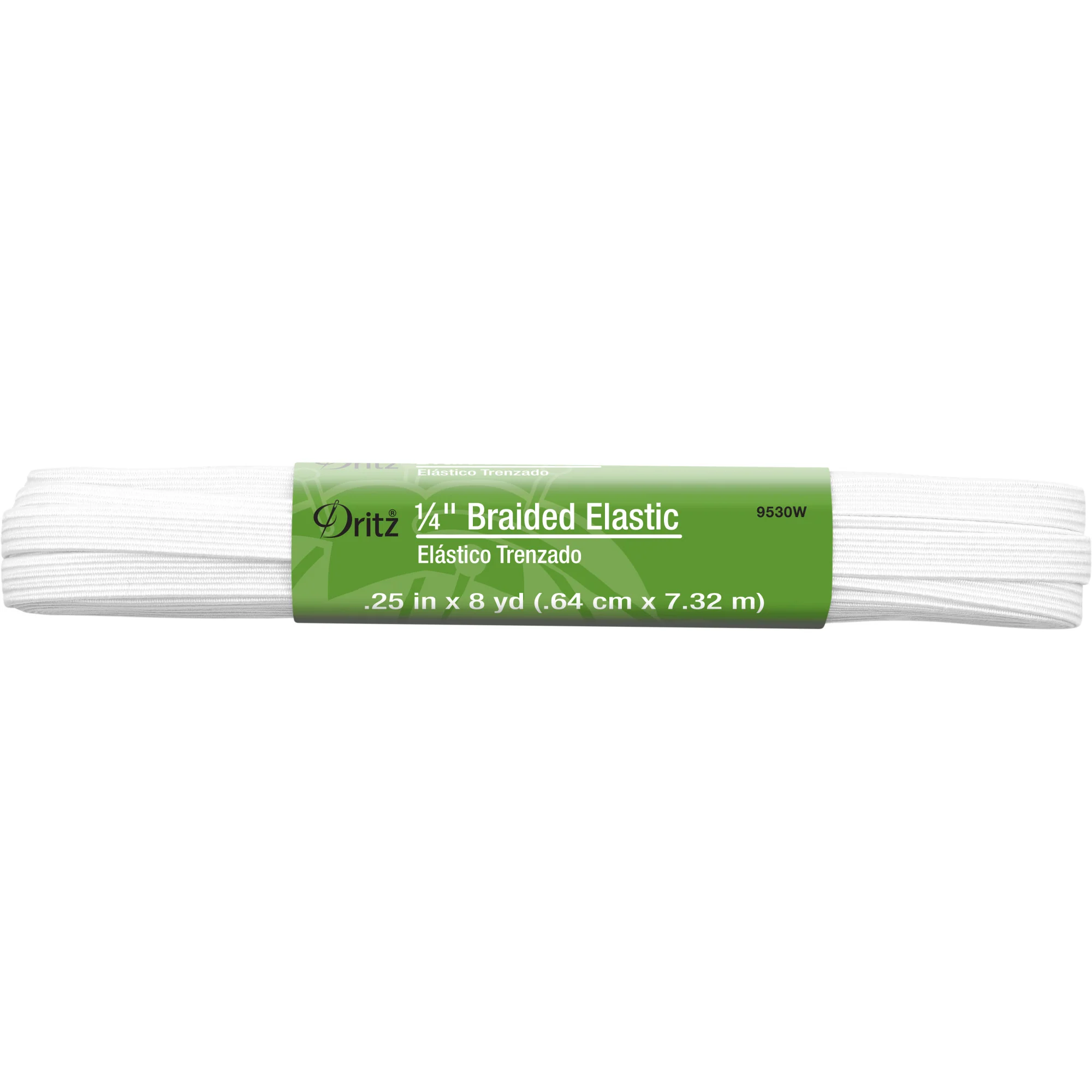 1/4" White Braided Elastic, 8 yd