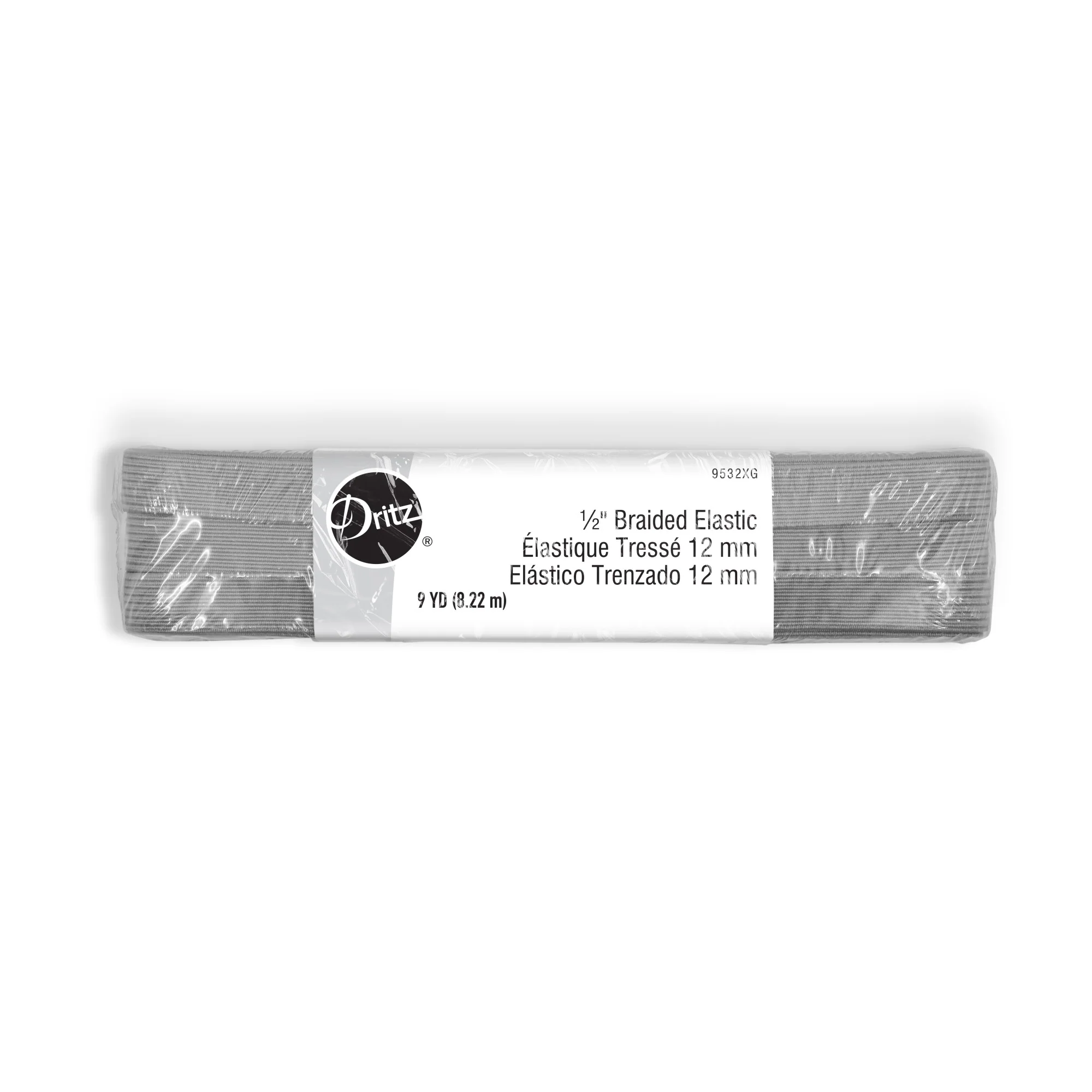 1/2" Gray Braided Elastic, 9 yd - Image 2