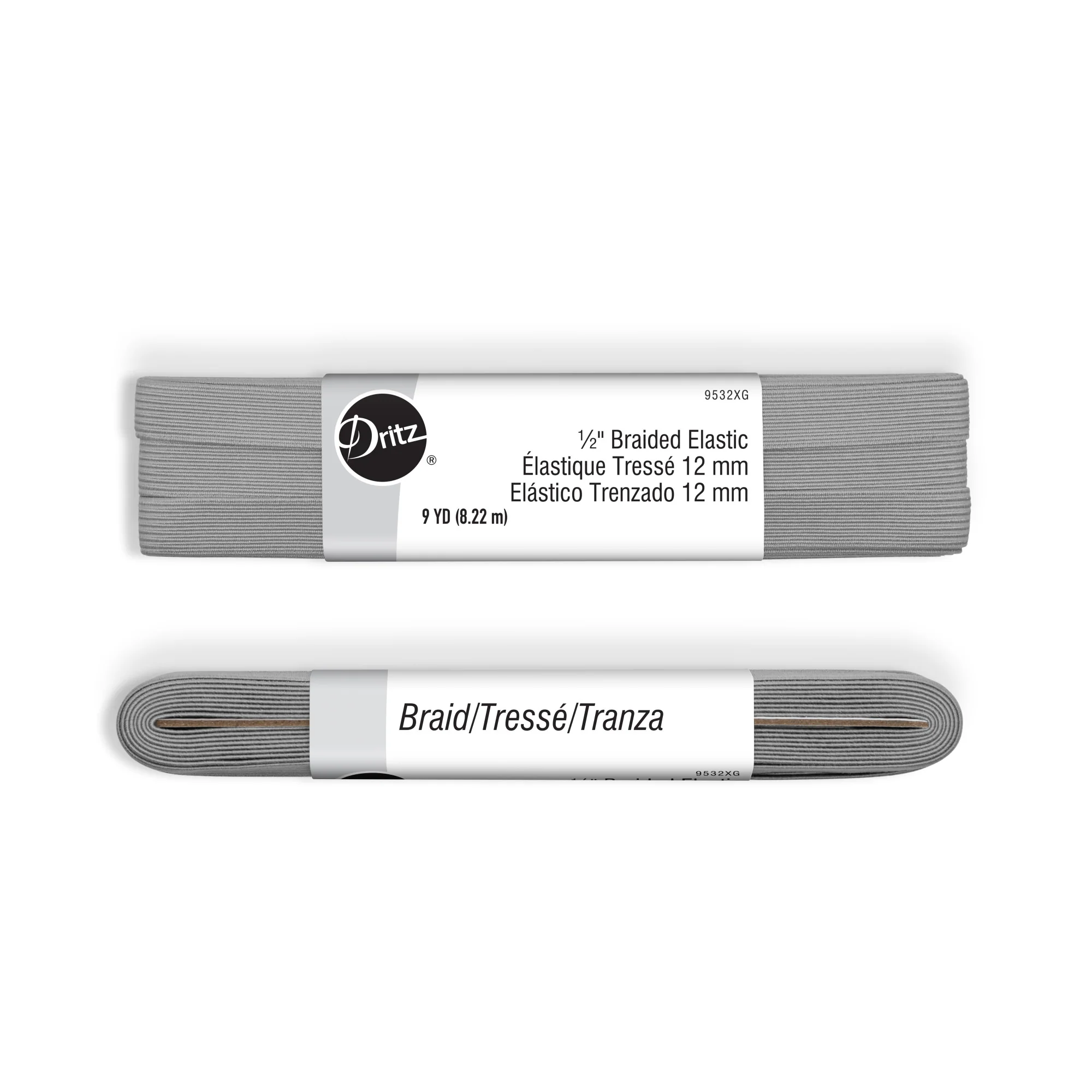 1/2" Gray Braided Elastic, 9 yd - Image 3