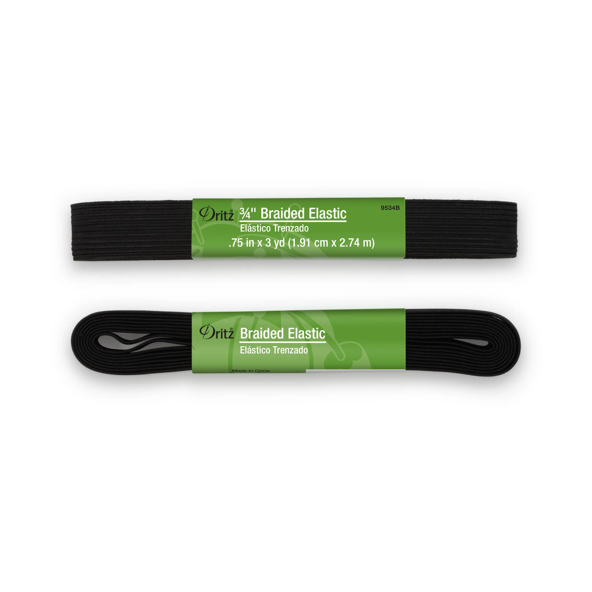3/4" Black Braided Elastic, 3 yd - Image 2