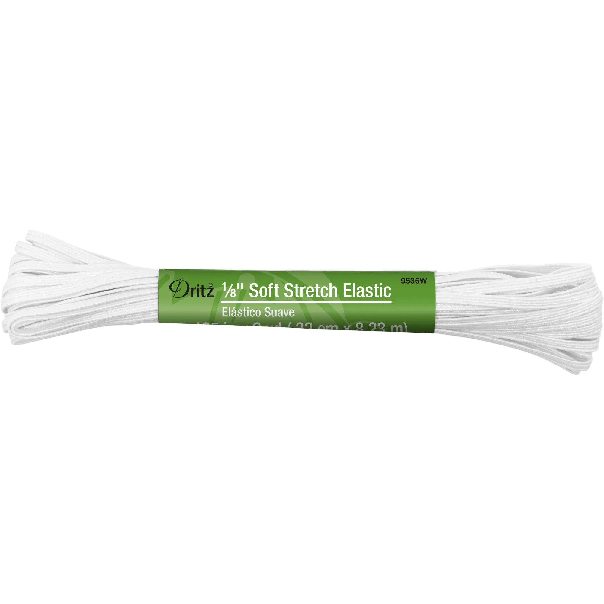 1/8" Soft Stretch Elastic, White, 9 yd