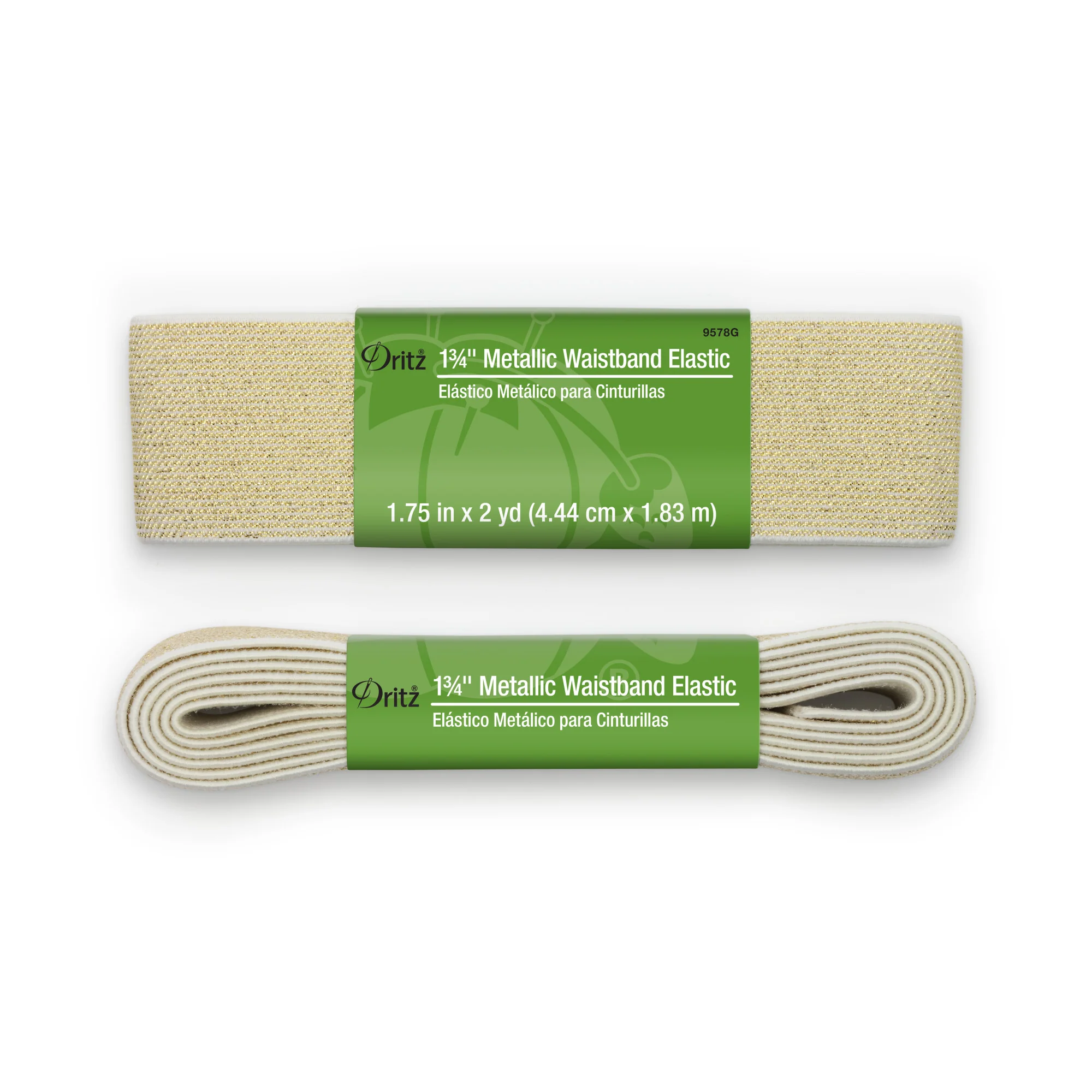1-3/4" Metallic Waistband Elastic, Gold Metallic, 2 yd - Image 2