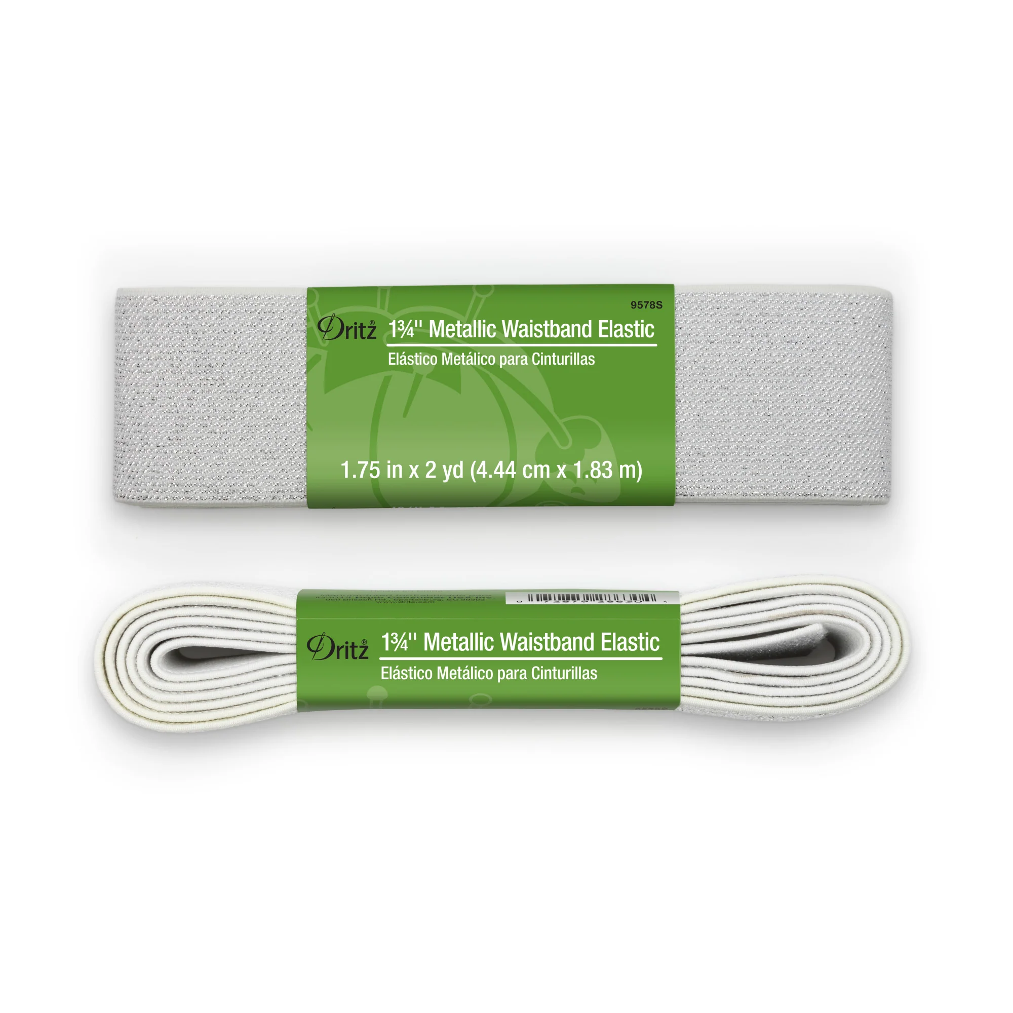 1-3/4" Metallic Waistband Elastic, Silver Metallic, 2 yd - Image 2