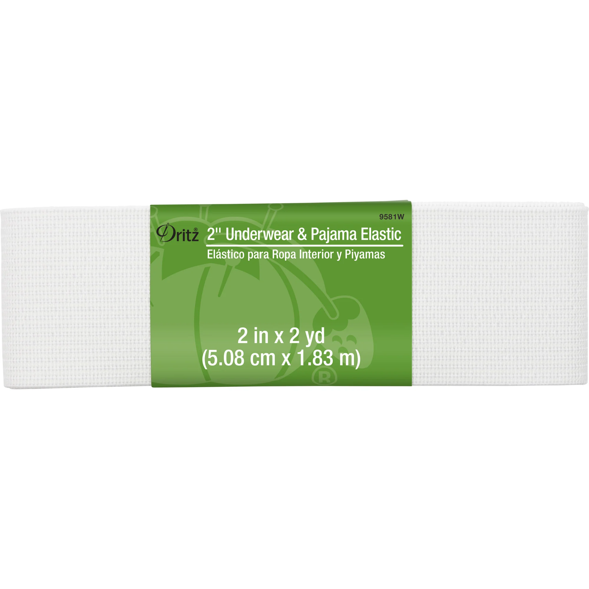 2" Underwear & Pajama Elastic, White, 2 yd