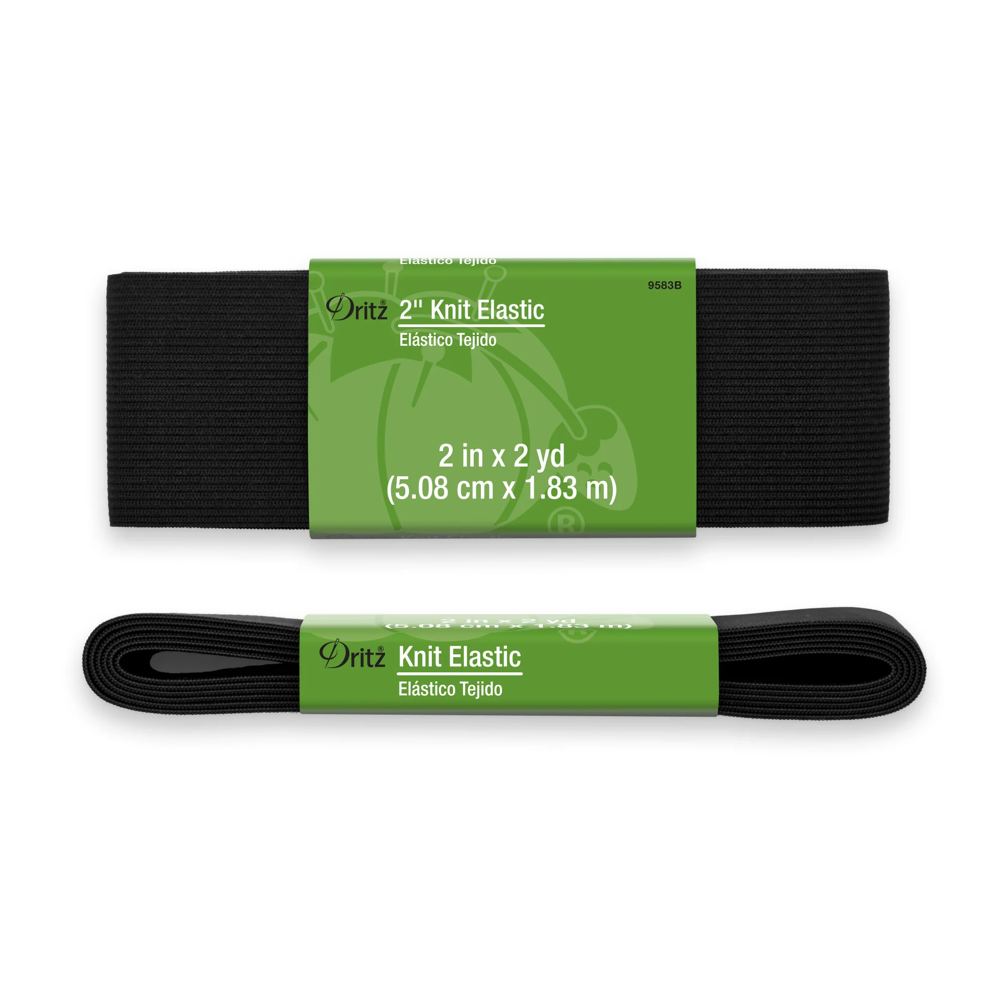 2" Knit Elastic, Black, 2 yd - Image 2