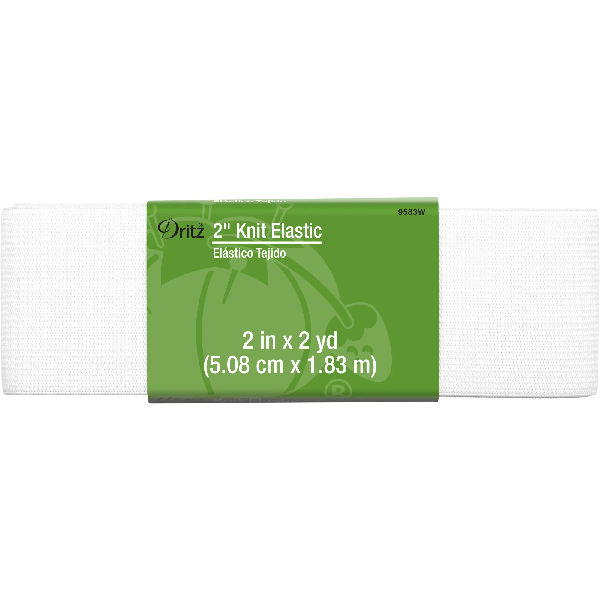 2" Knit Elastic, White, 2 yd