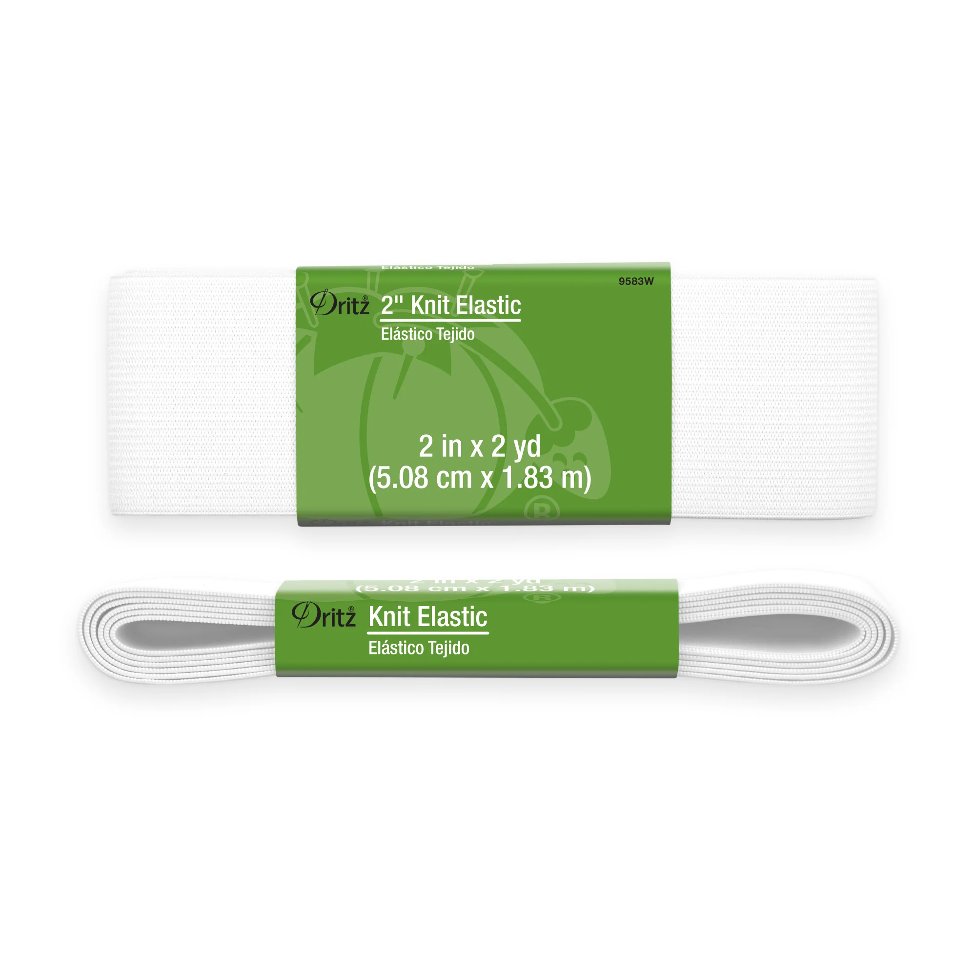 2" Knit Elastic, White, 2 yd - Image 2