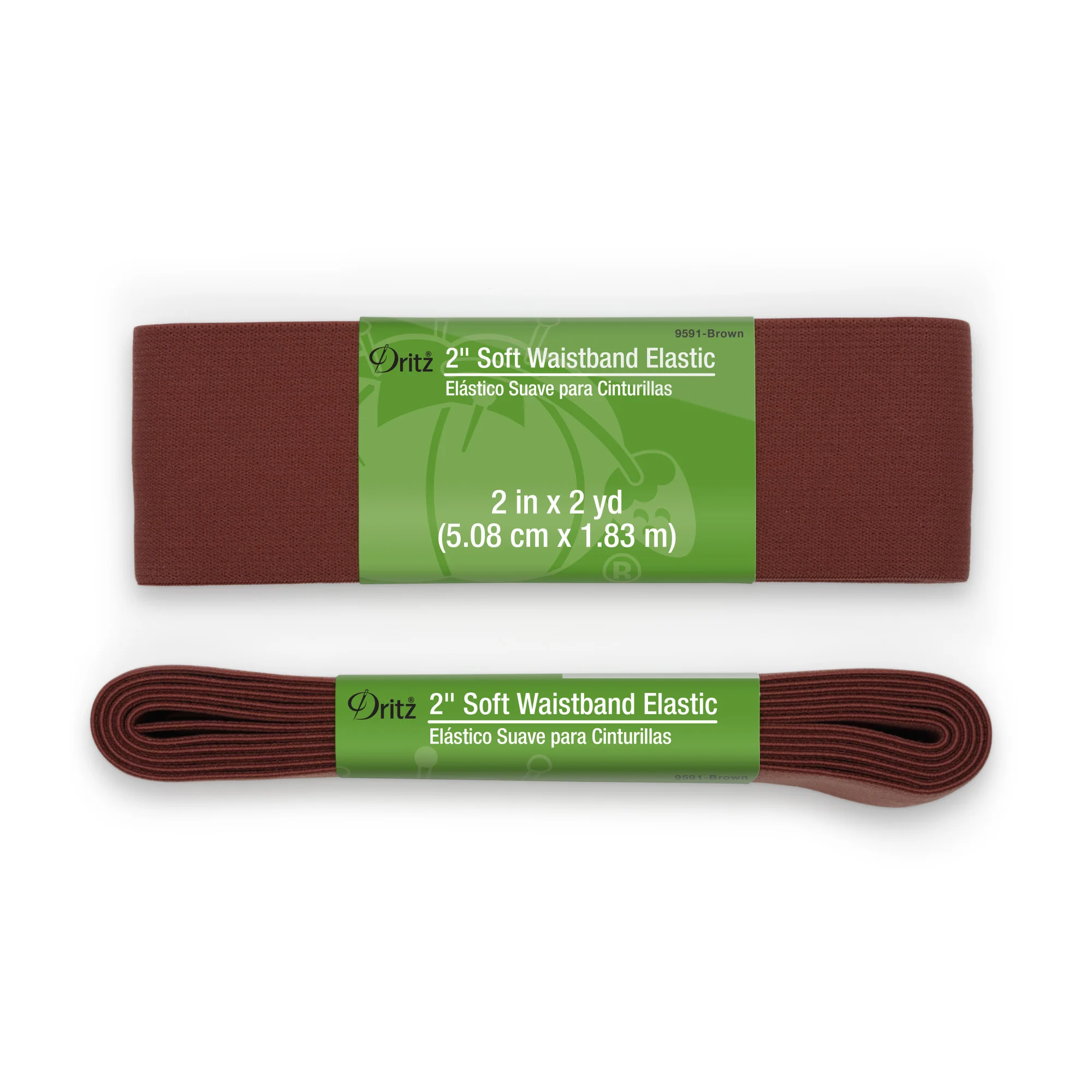 2" Soft Waistband Elastic, Brown, 2 yd - Image 2