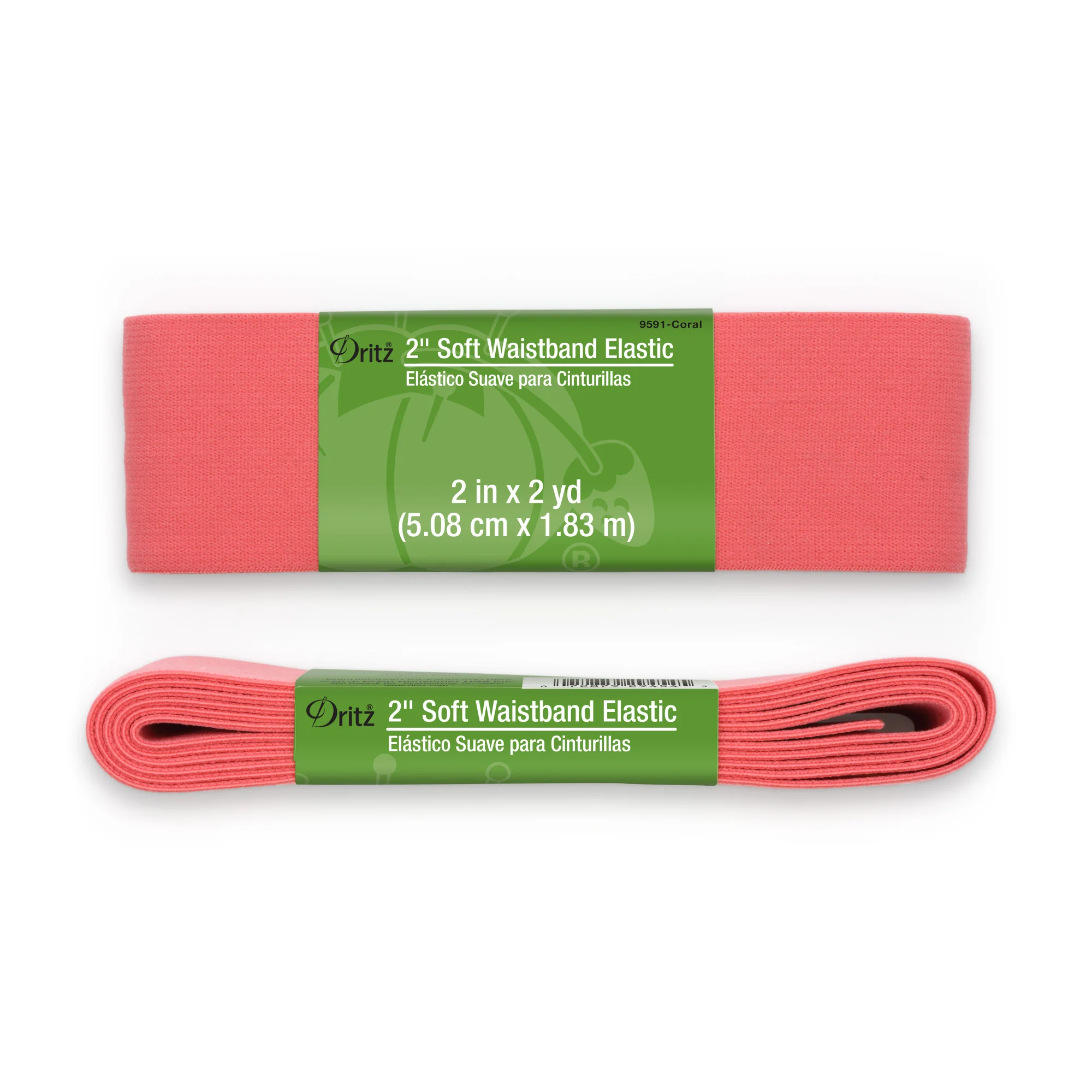 2" Soft Waistband Elastic, Coral, 2 yd - Image 2
