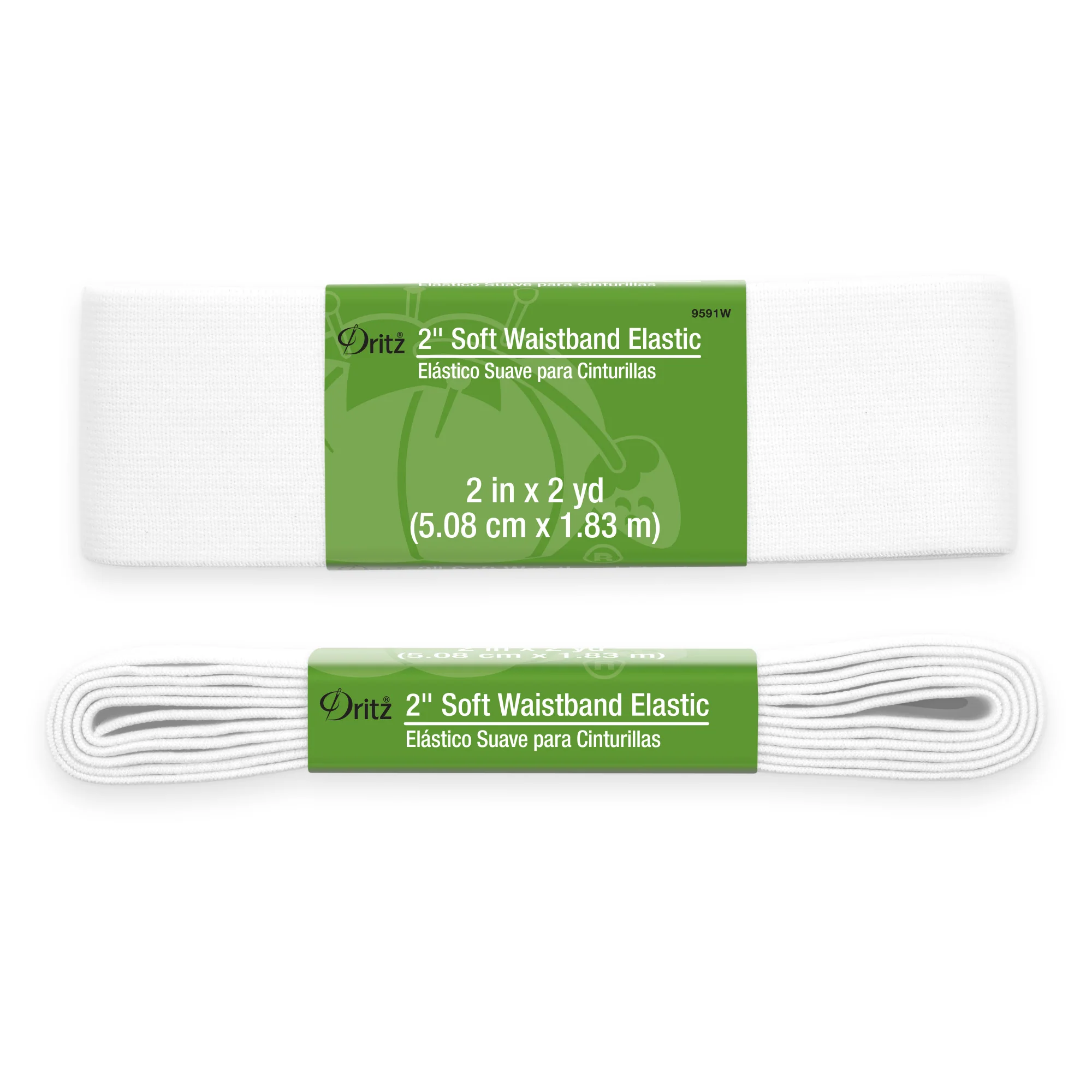 2" Soft Waistband Elastic, White, 2 yd - Image 2