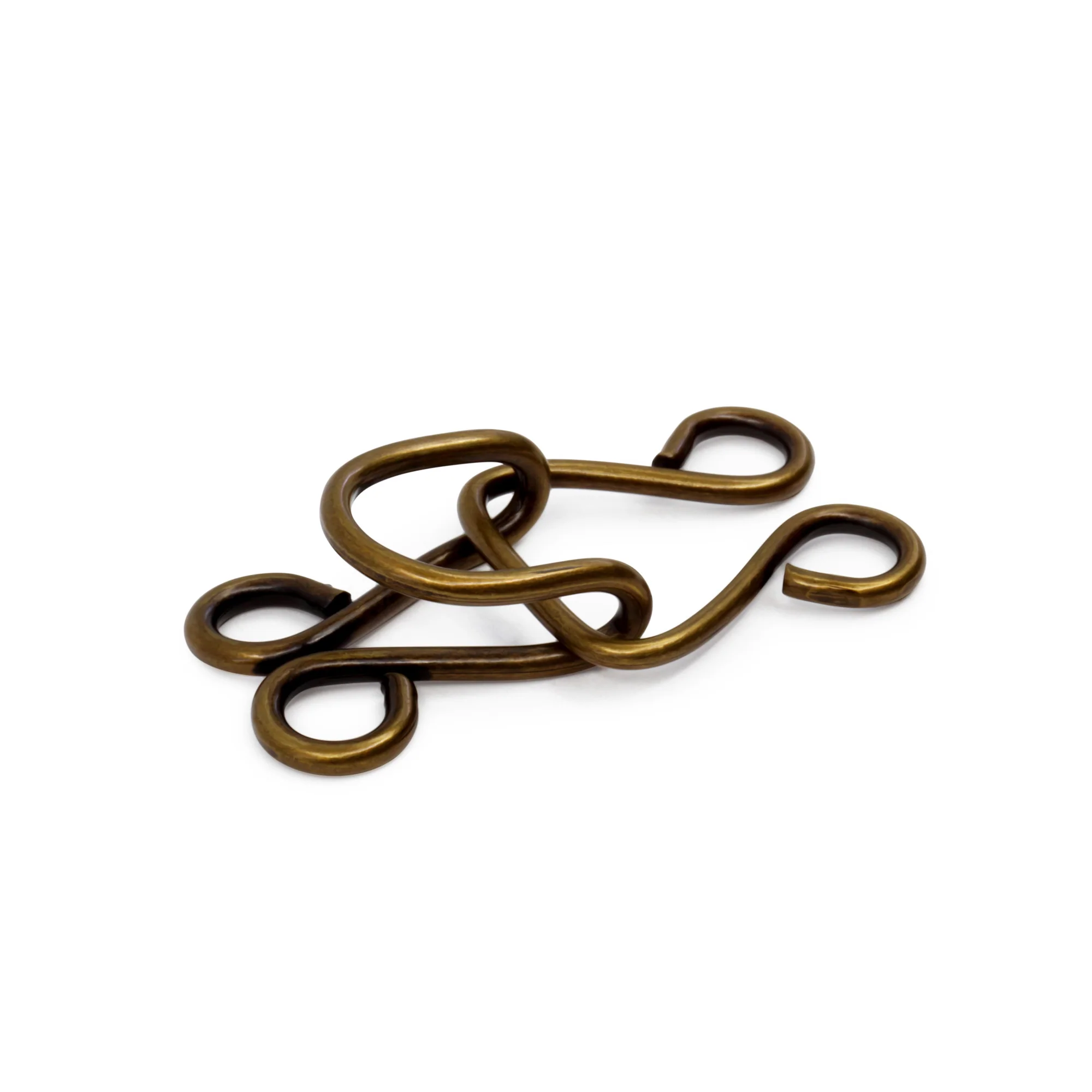 Extra-Large Hooks & Eyes, 3 Sets, Antique Brass - Image 2