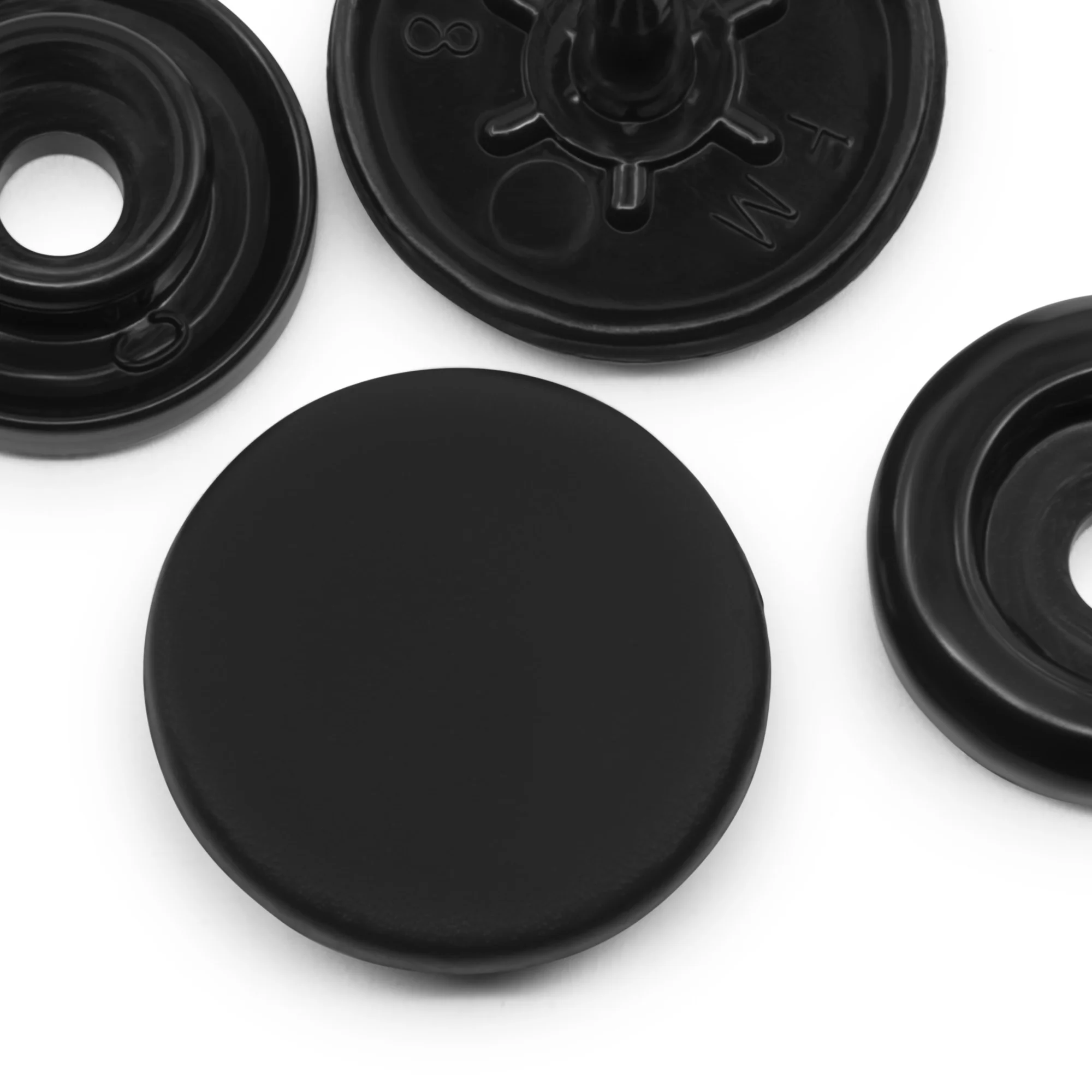 Plastic Color Snaps, 12 Sets, Black - Image 2