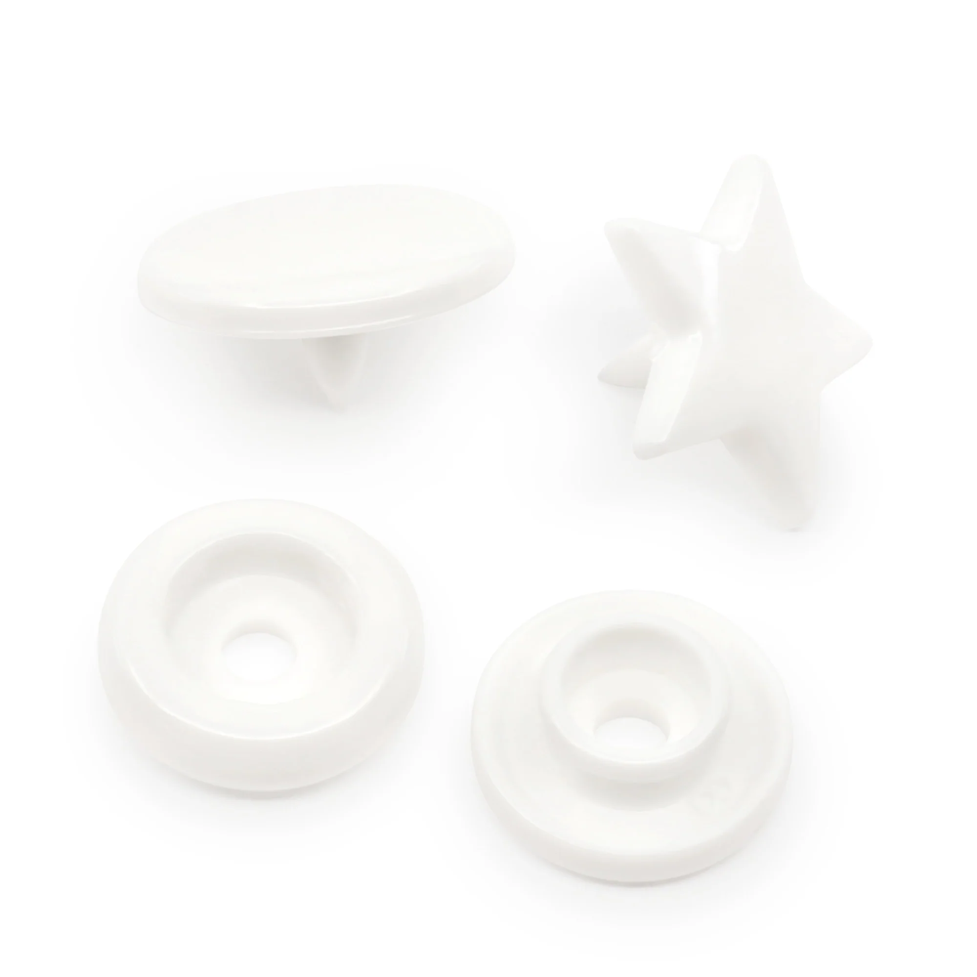 Plastic Color Star Snaps, 12 Sets, White - Image 3