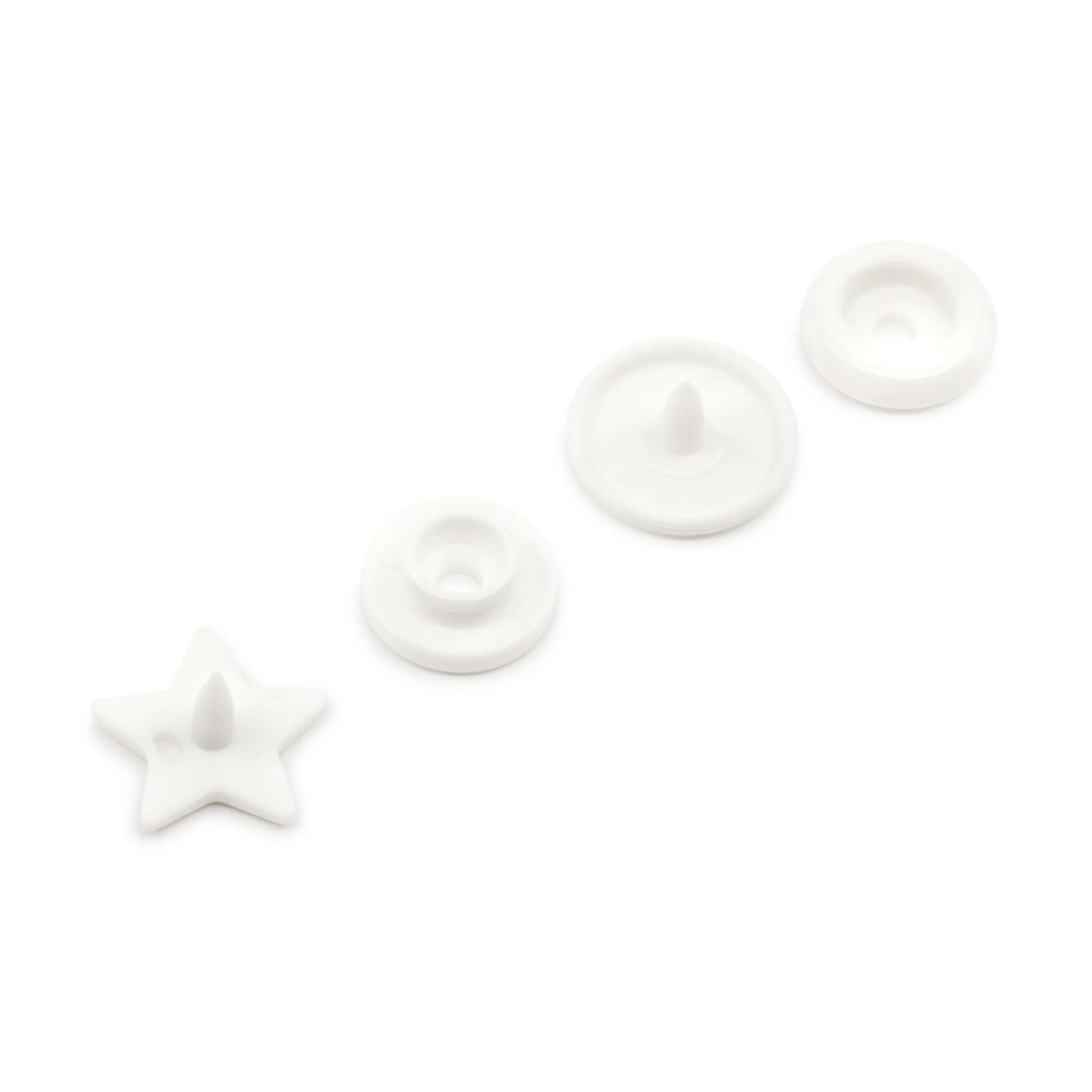 Plastic Color Star Snaps, 12 Sets, White - Image 4