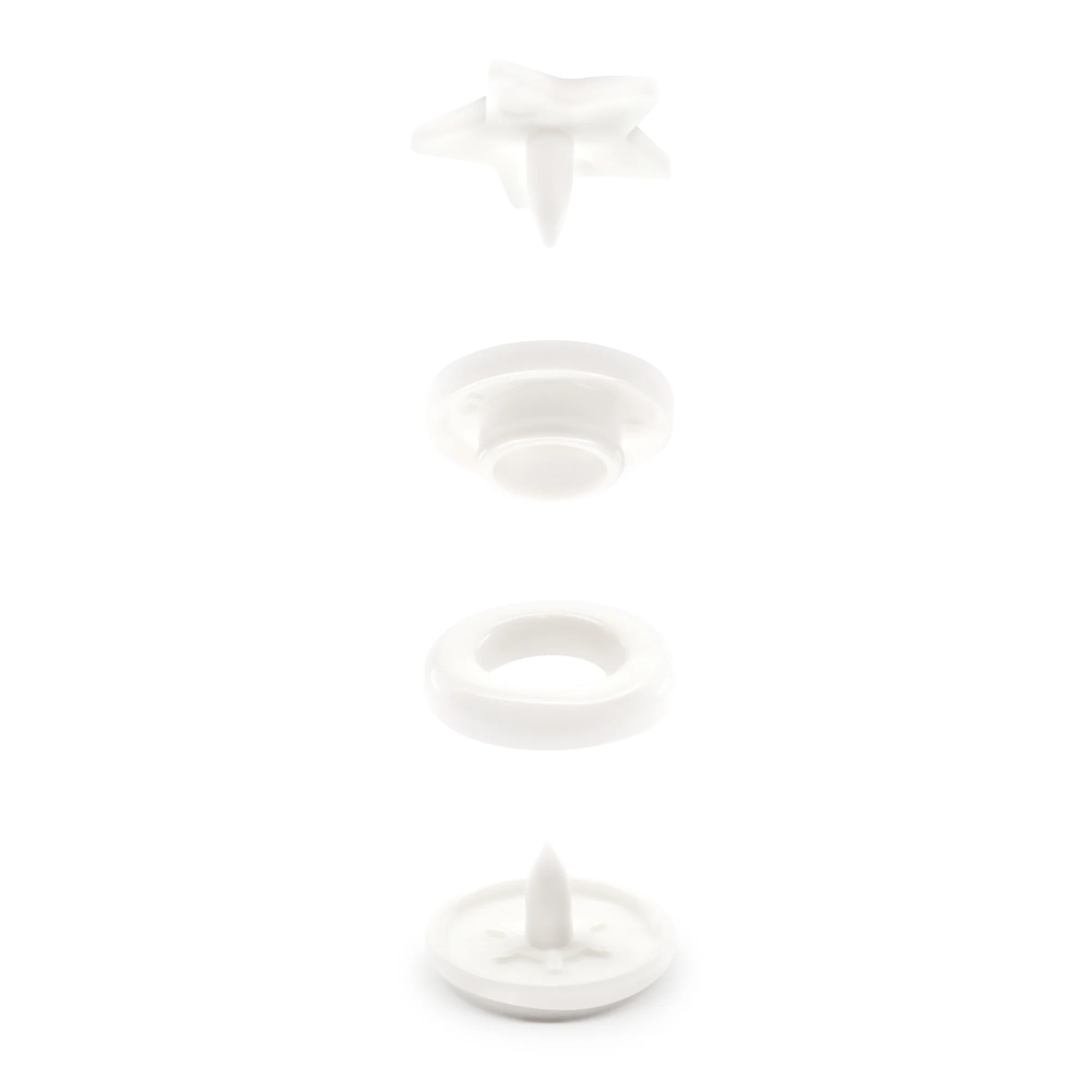 Plastic Color Star Snaps, 12 Sets, White - Image 5