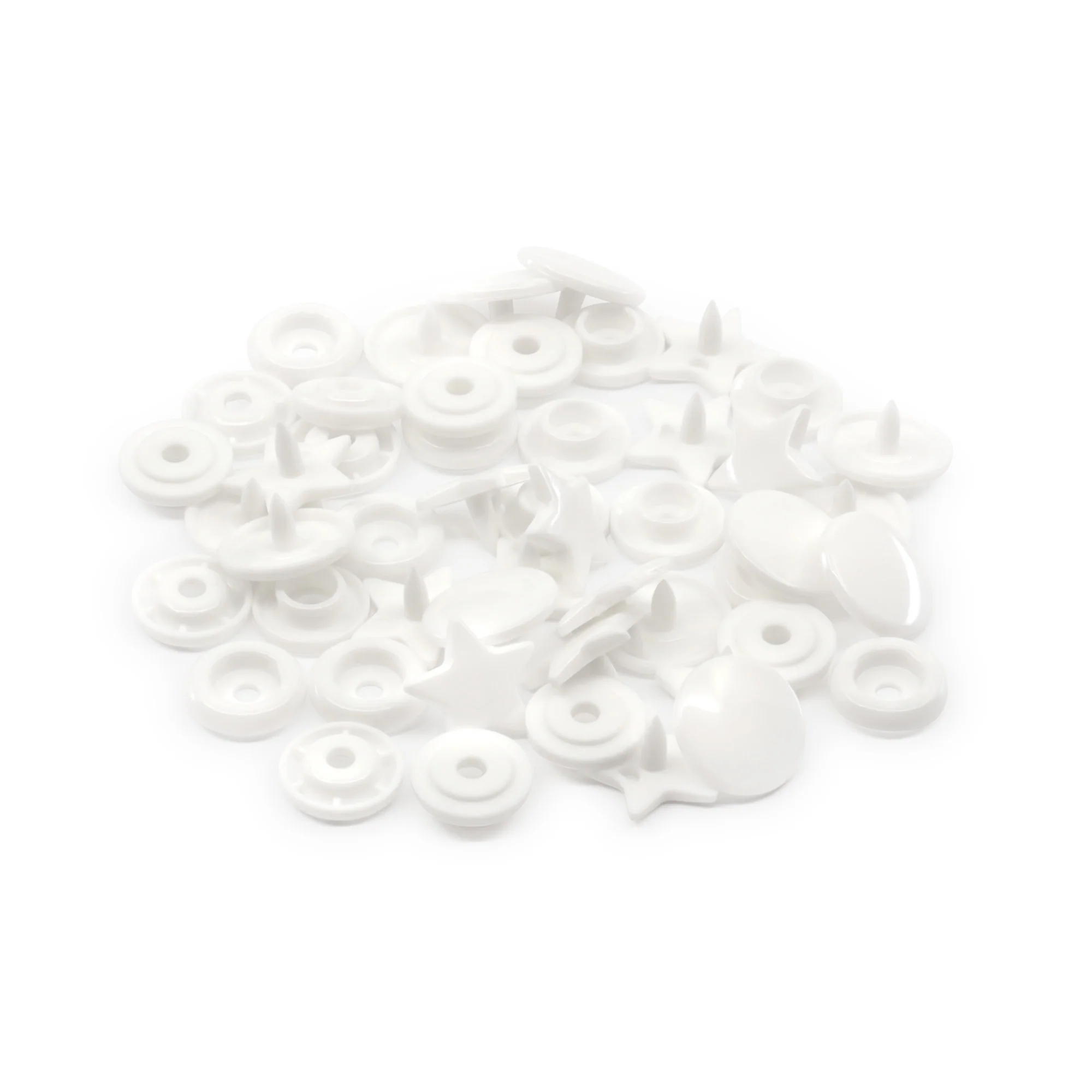 Plastic Color Star Snaps, 12 Sets, White - Image 6