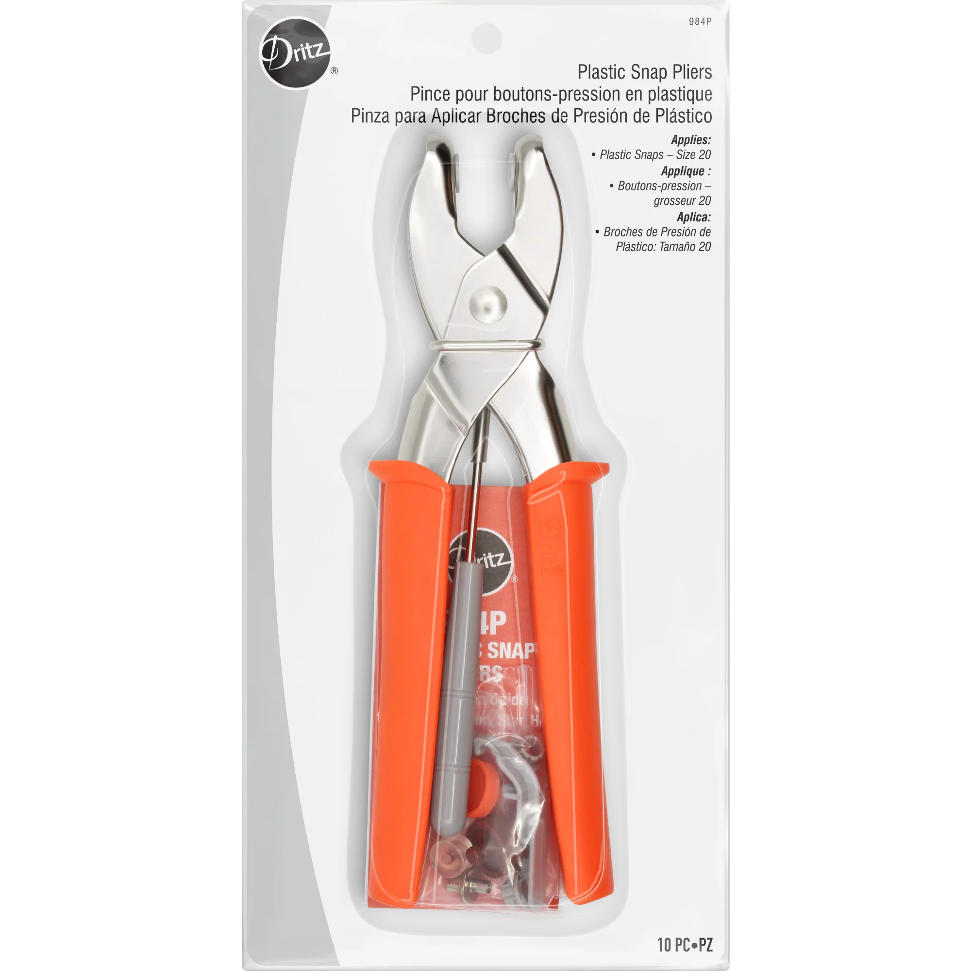 Plastic Snap Pliers for Size 20 Snaps, Orange - Image 2