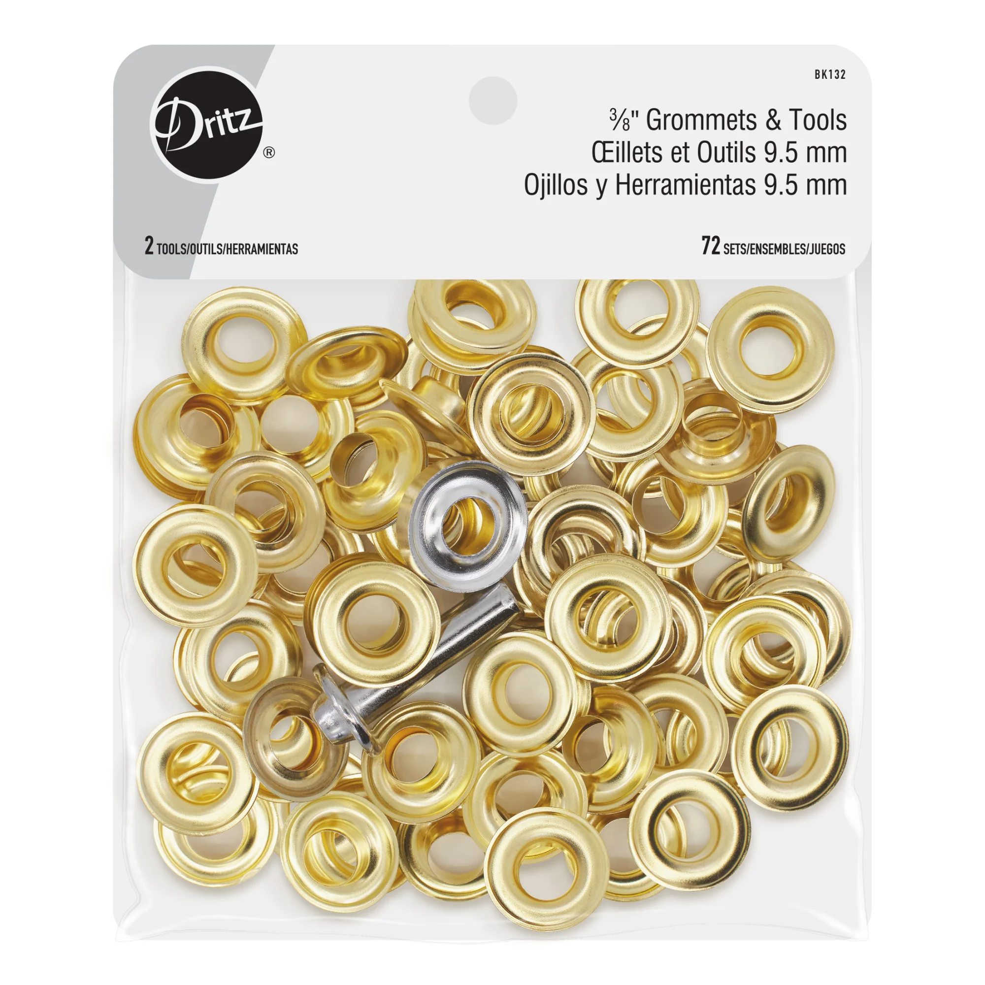 3/8" Grommets & Tools, 72 Sets, Gold